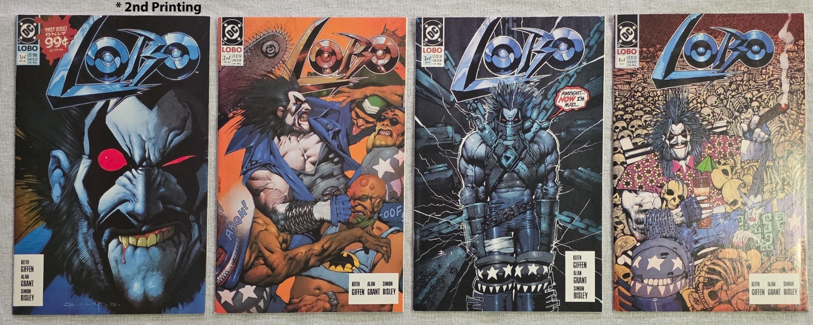 Lot x4 LOBO #1* 2 3 4 Mini Series Complete *#1 is 2nd Printing (DC 1990) Fine Cn