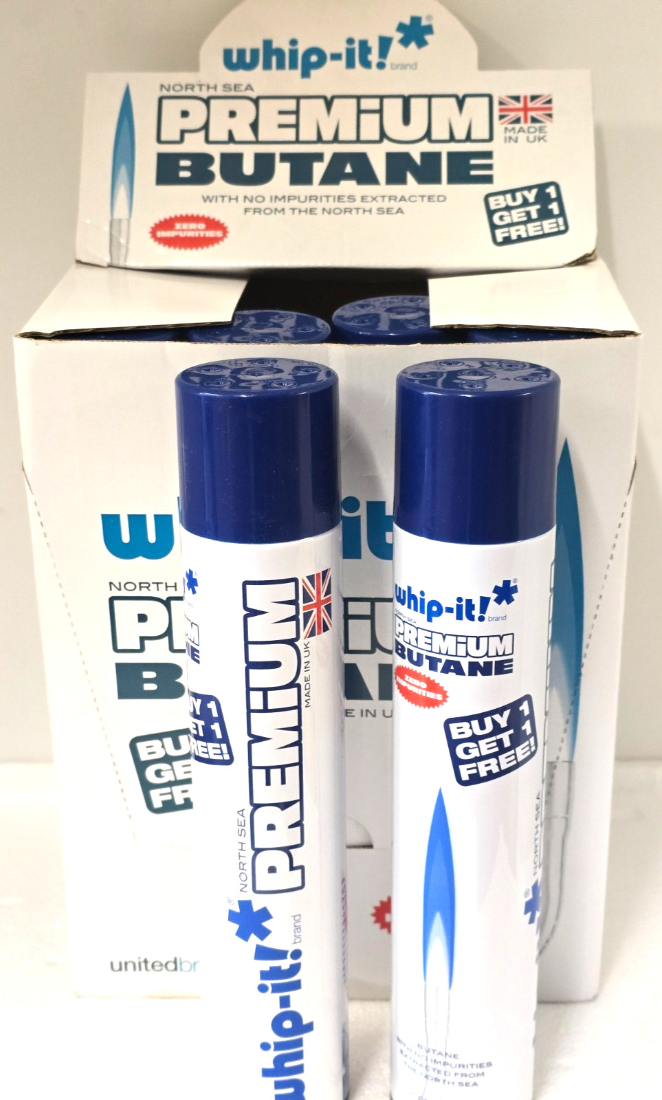2 Cans -WHIP-IT North Sea Premium BUTANE-400ML Extra Purified Butane Gas BOGO