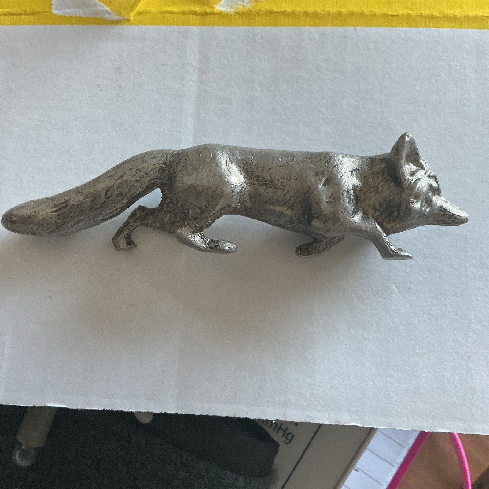 Vintage white metal fox Small Statue 12 cm 233 g