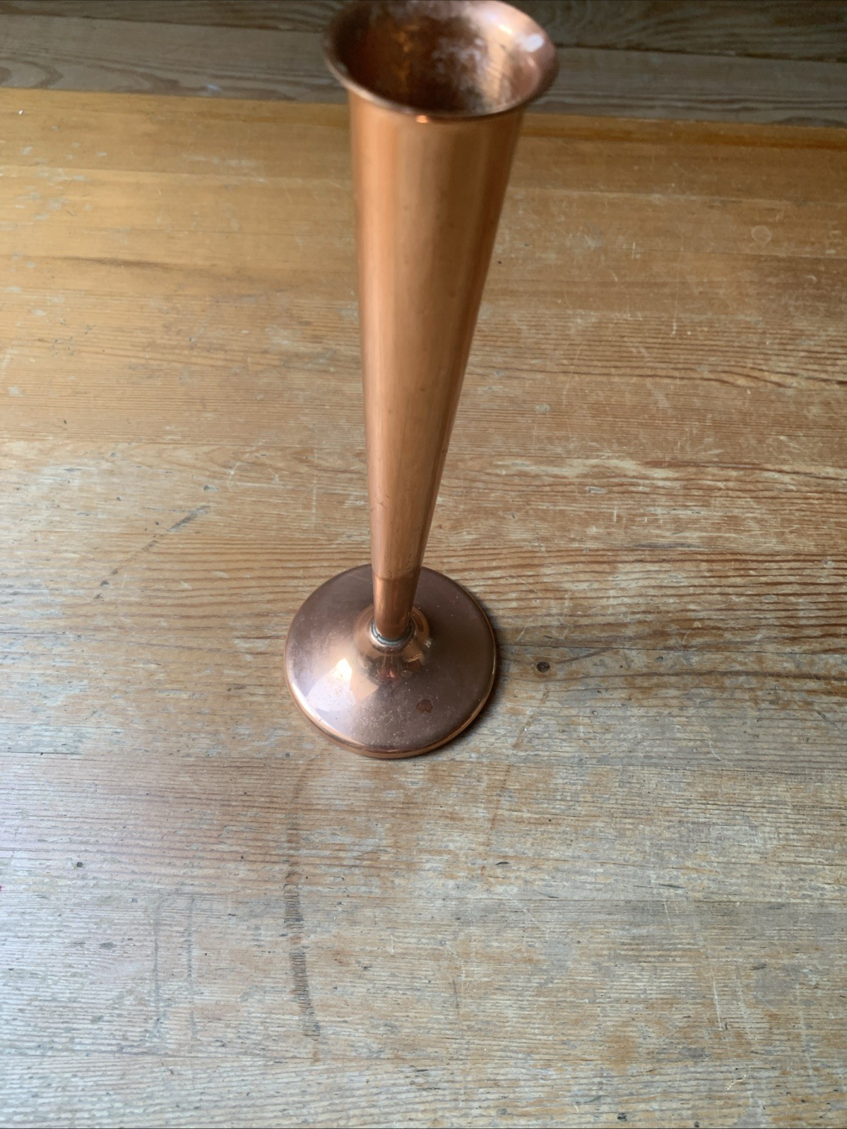 Vintage Coppercraft Guild Copper Flower Bud Vase Candleholder Weighted 8.5”