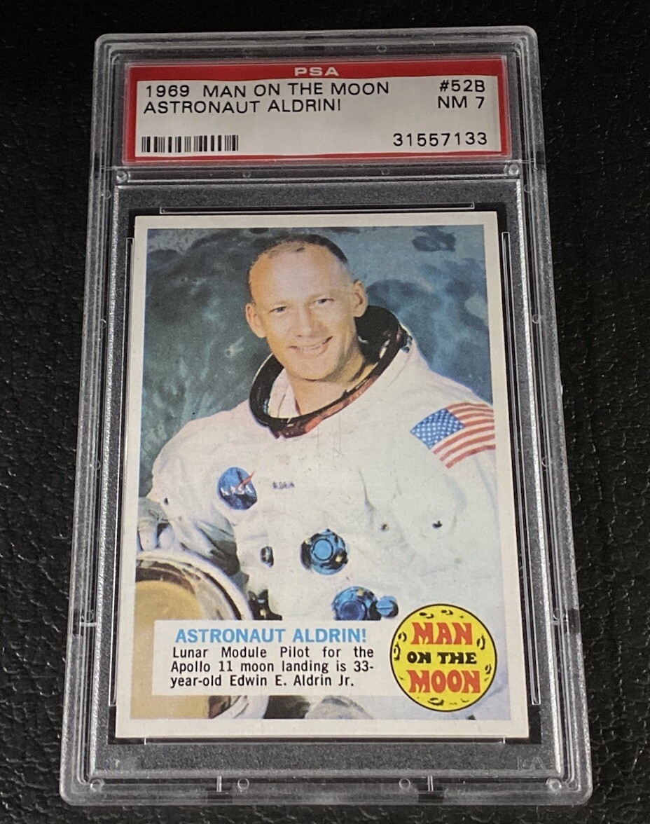 Mislabeled Buzz Aldrin PSA 7 1969 1970 Topps Man On The Moon Rookie Card #52 Mislabeled Buzz Aldrin PSA 7 1969 1970 Topps Man On The Moon Rookie Card #52