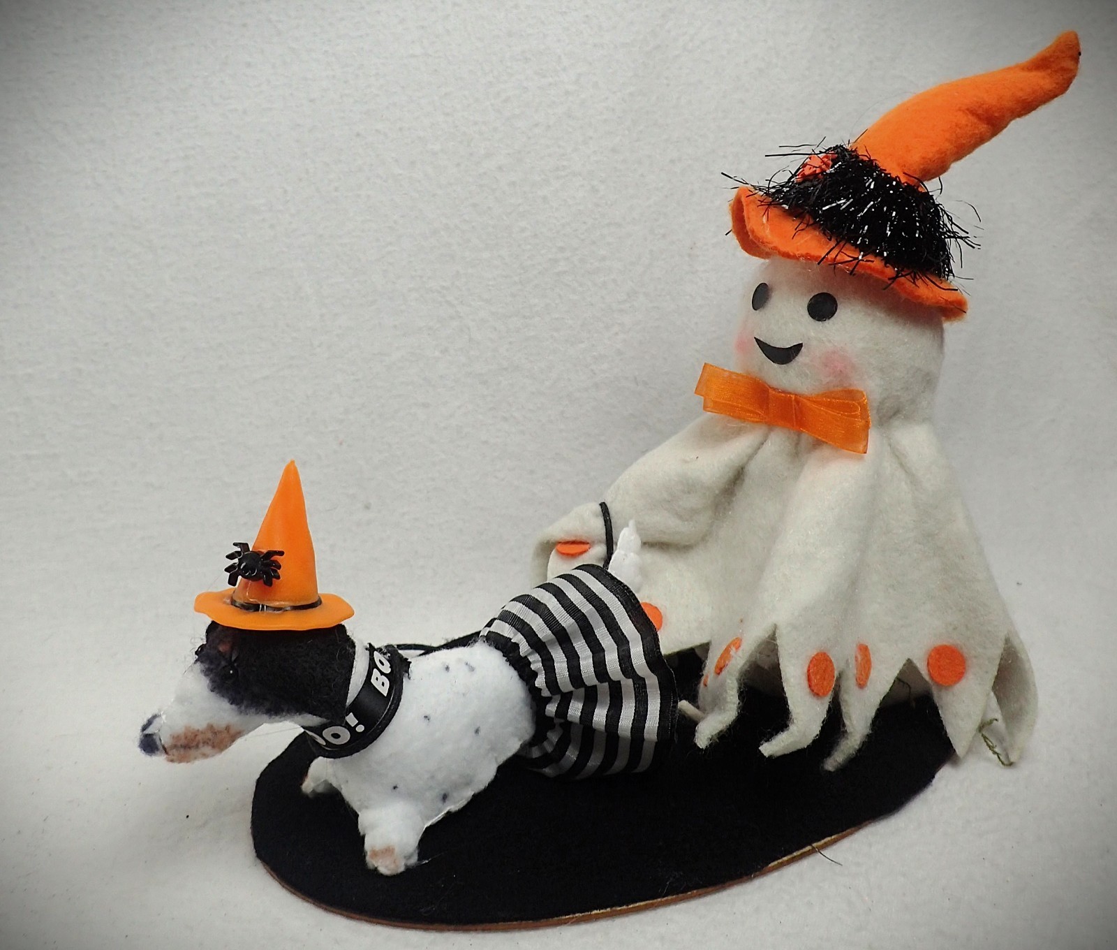 Felt Dachshund Black Piebald Ghost Dog Walker Witchy Weenie Halloweenie Decor