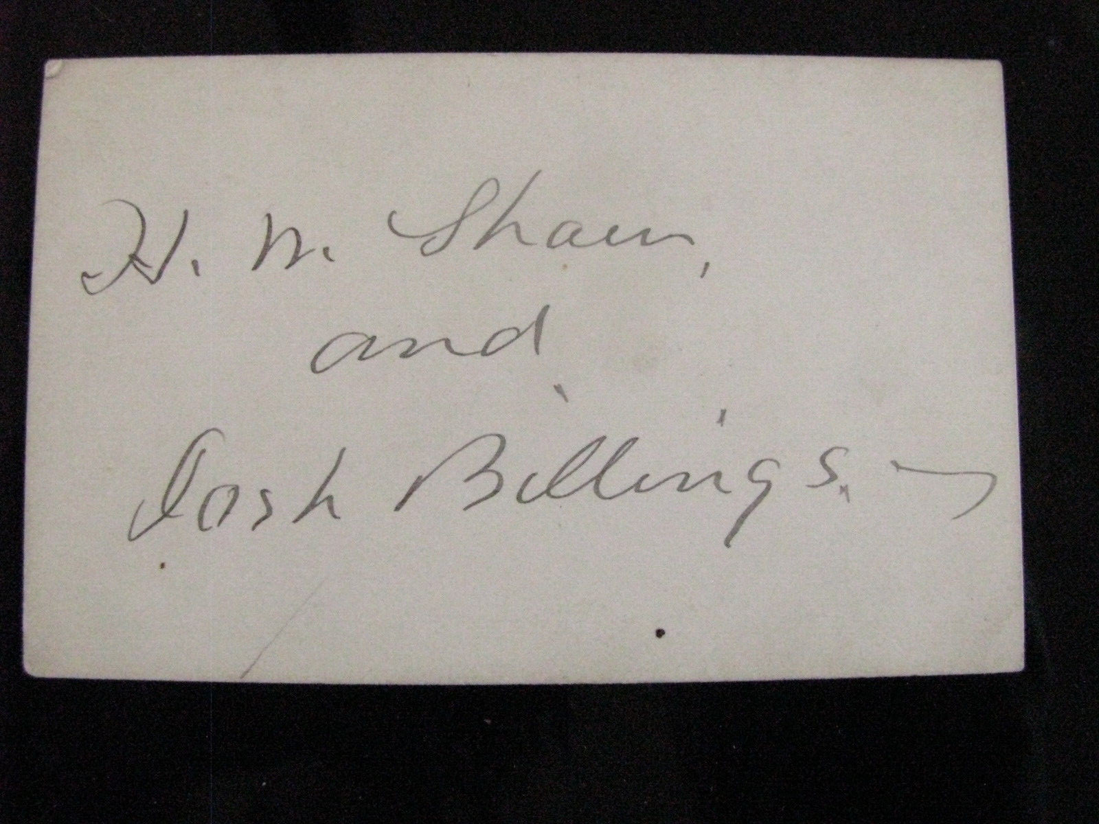 JOSH BILLIONGS HENRY WHEELER SHAW AMERICAN HUMORIST SIGNED CARD