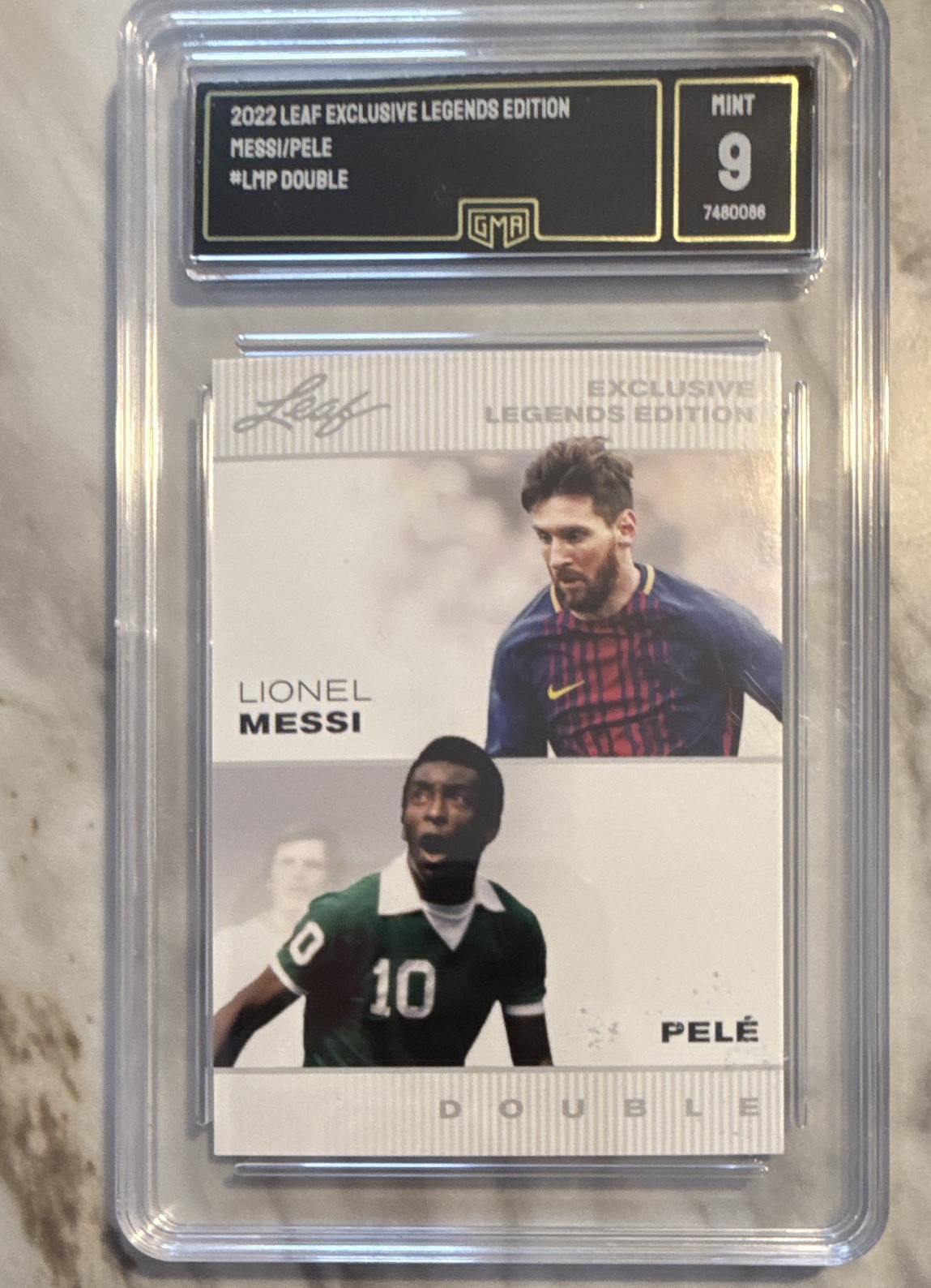 Leaf 2022 Exclusive Legends Double Lionel Messi Pelé LM-P Non-Sport GMA 9