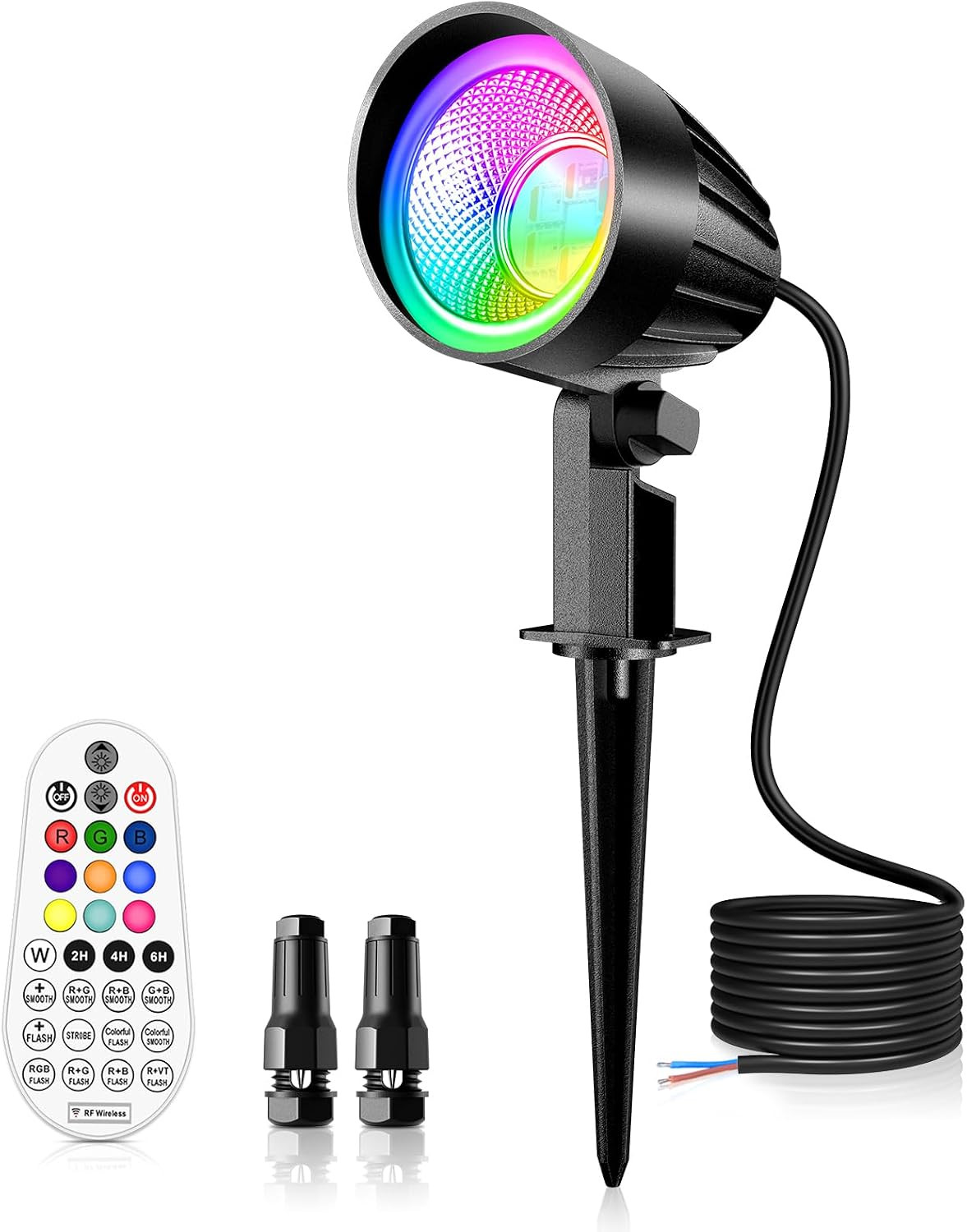 15W RGBW Low Voltage Landscape Lighting, DC/AC 12V 24V Color Changing