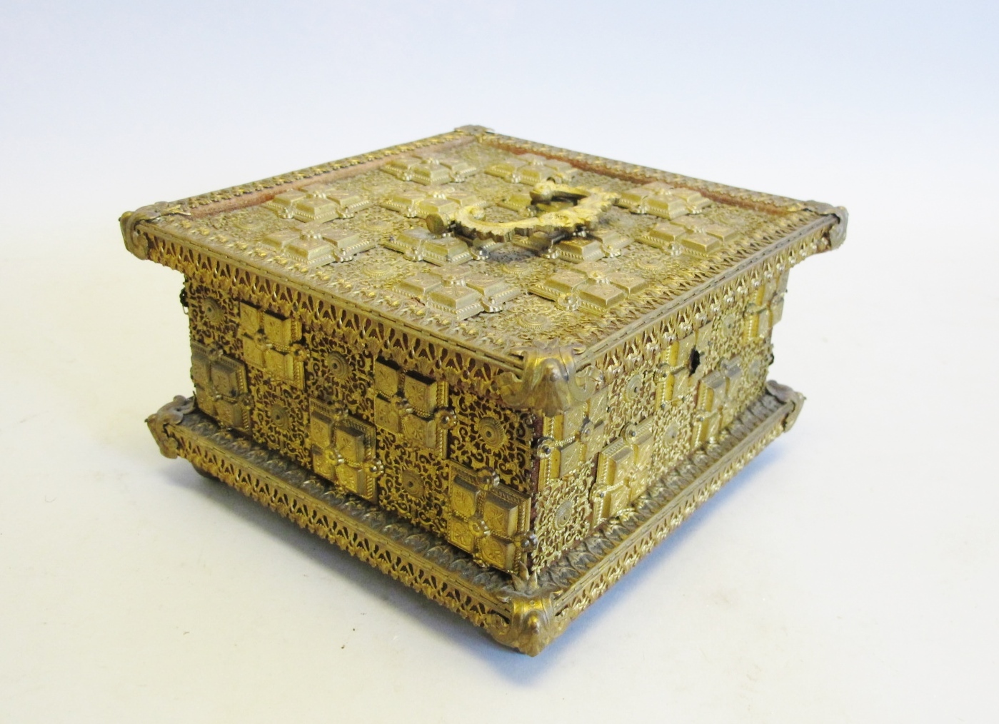 Fine Antique FRENCH 19th C. Gilt Metal & Wood Box,  circa 1880s   7\