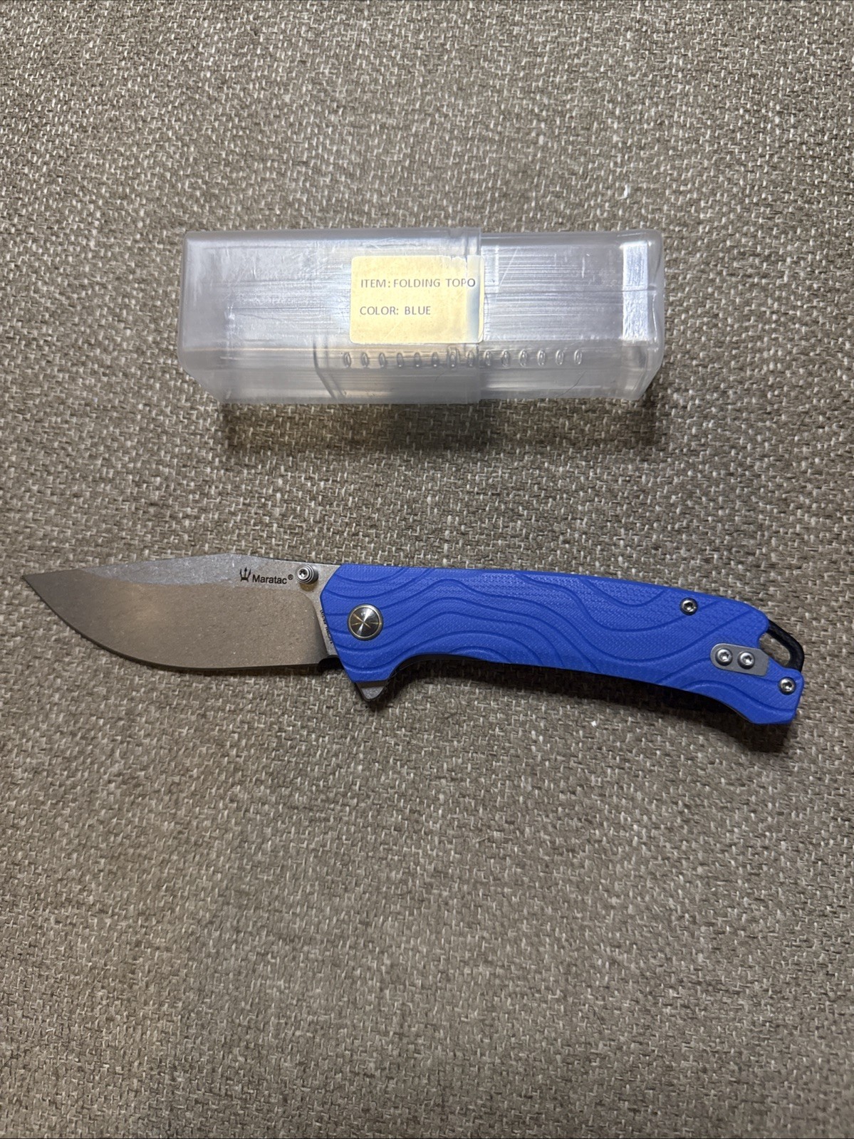 Maratac CountyComm  Topo-Trekker D2 Pocket Knife - Blue G10 Handle