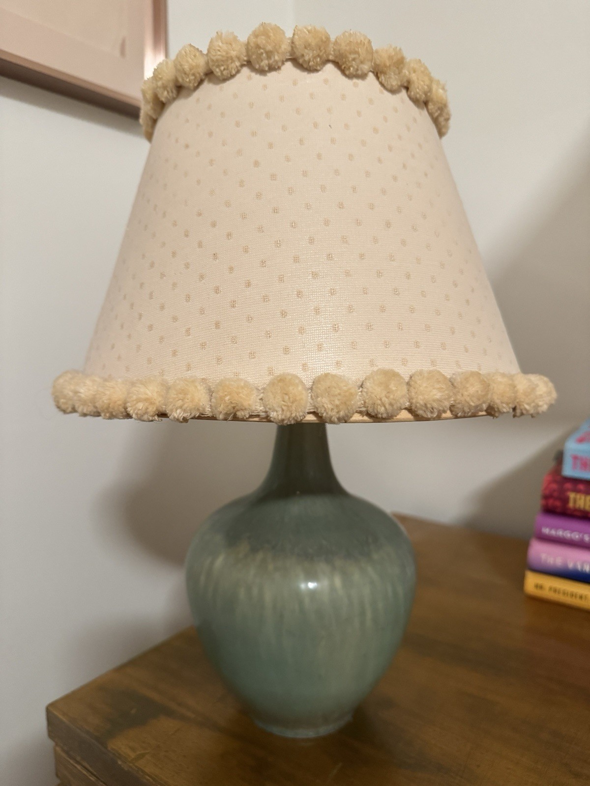 Carl-Harry Stalhane RORSTRAND Sweden Ceramic Lamp 1960s MCM Pom Pom Shade