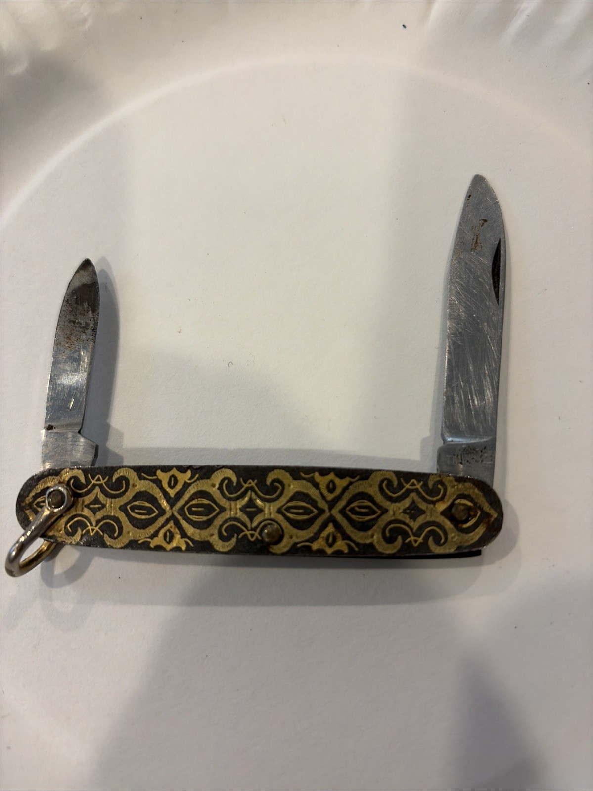 Vintage Toledo Spain Damascene Pocket Knife Gold Inlay INOX Folding 3 1/4 Vintage Toledo Spain Damascene Pocket Knife Gold Inlay INOX Folding 3 1/4