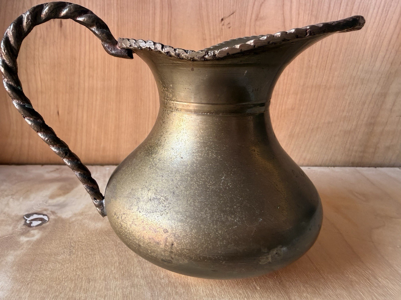 Brass Pitcher with Rope Handle Vintage Solid Brass Decorative Pitcher India