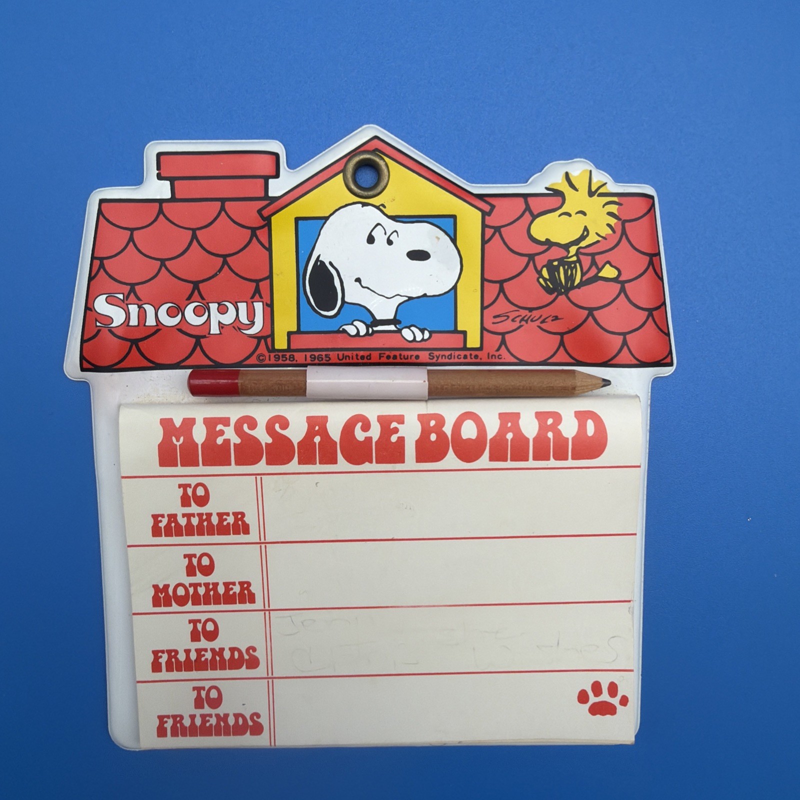 Vintage Peanuts Snoopy Woodstock Message Board 5.5” Made In Japan