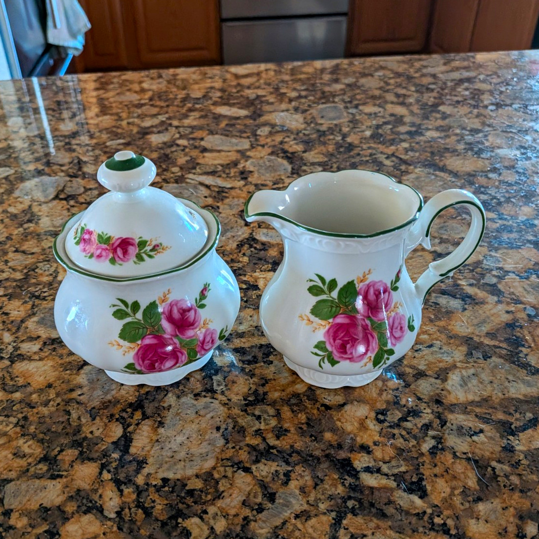 Mitterteich Bavaria 1107 Floral Porcelain Creamer & Lidded Sugar Bowl Set