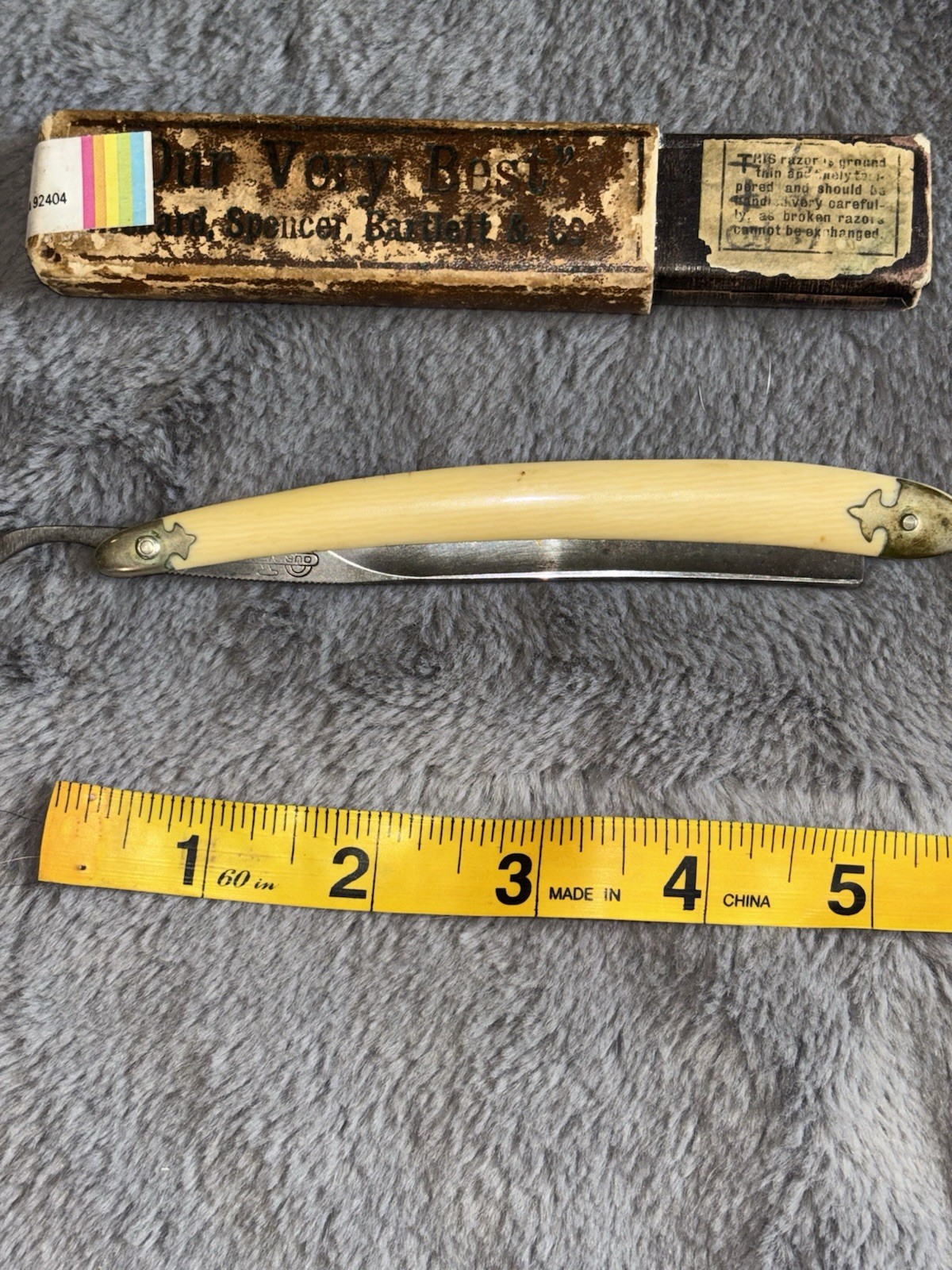 Antique Gebr Spicker Germany Straight Razor Our Very Best Original Box
