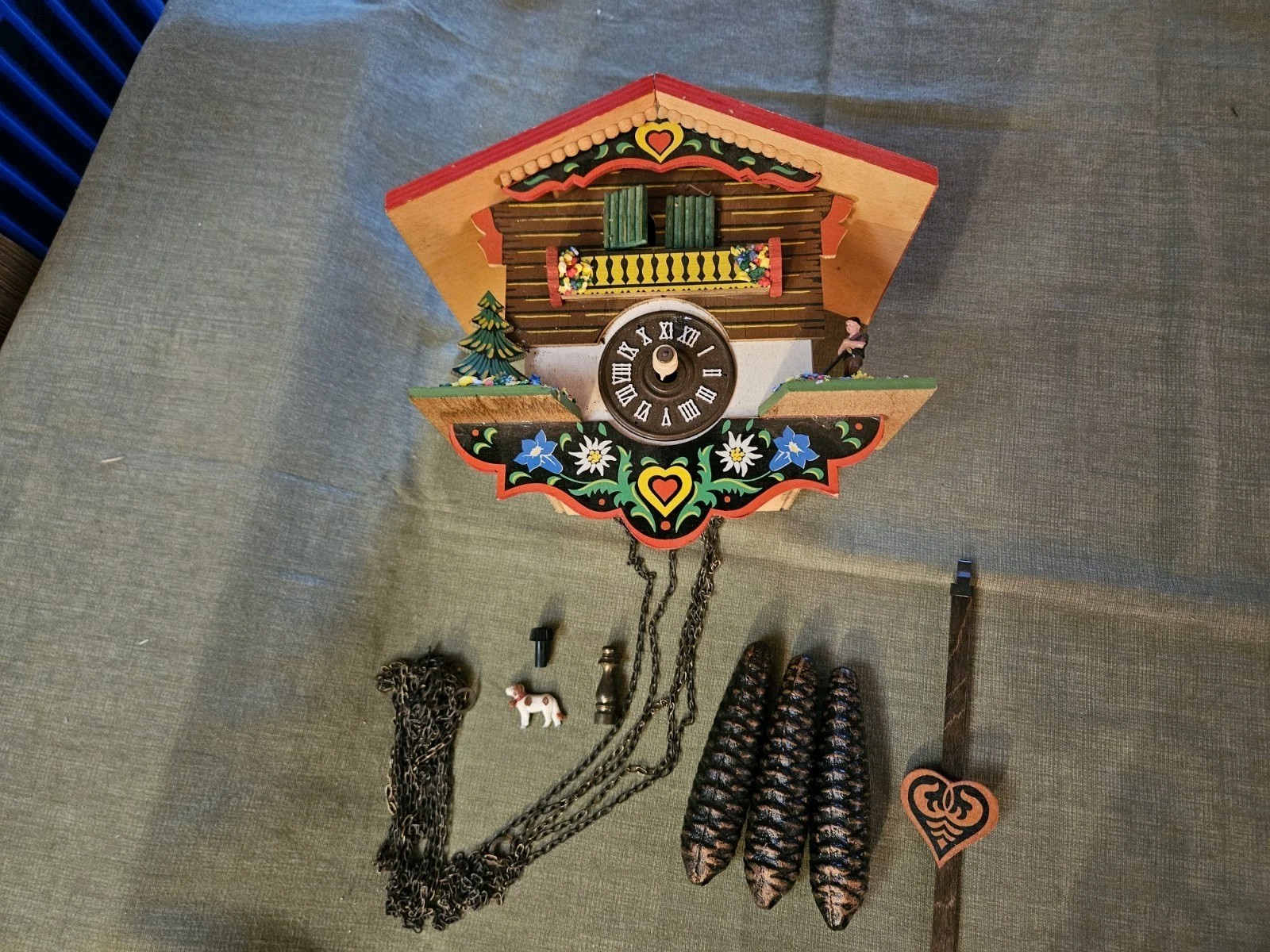 Vintage Cuendet Swiss Musical Cuckoo Clock 7703-18 West German Movement-parts