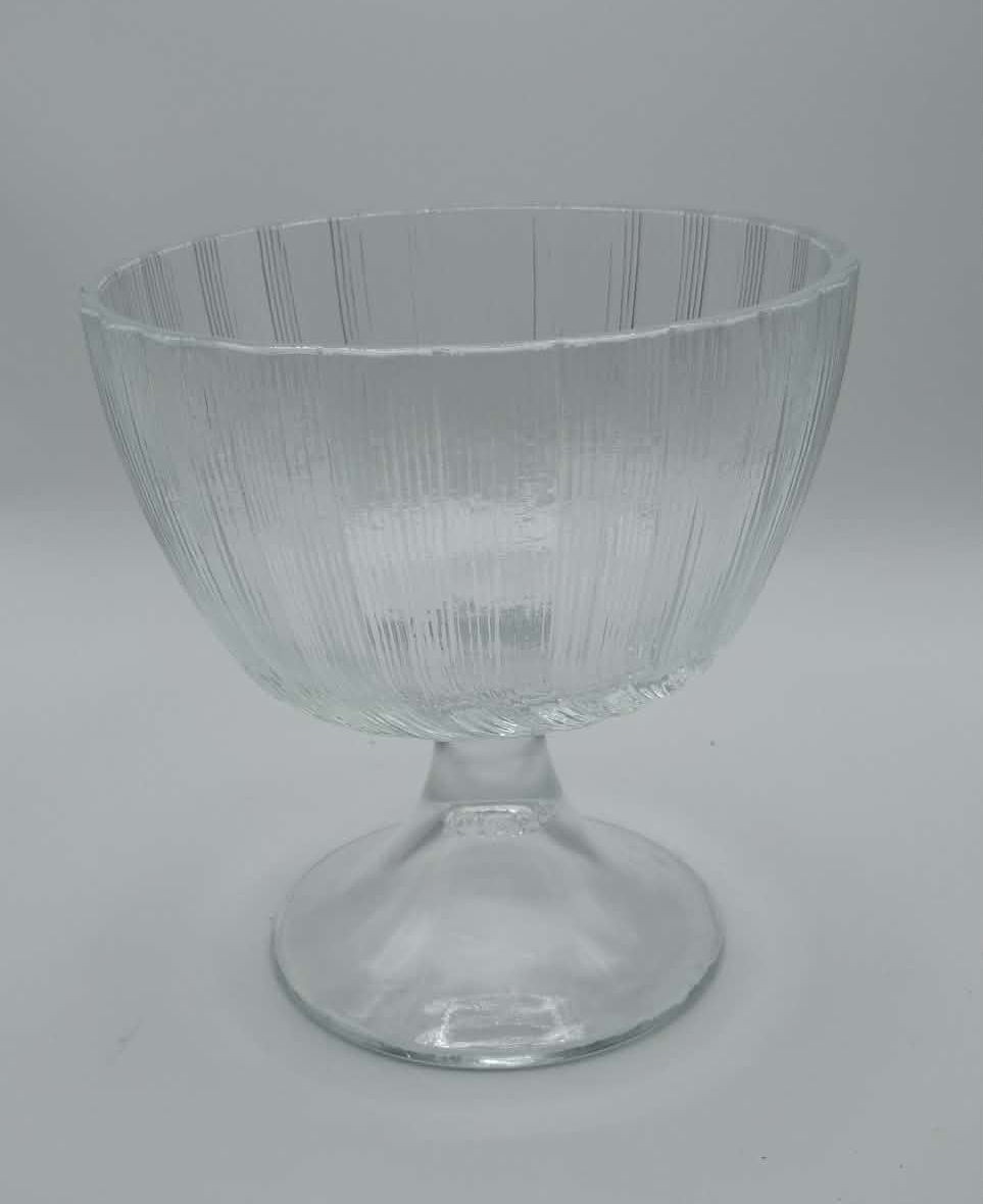 Vintage FTD Ribbed Design, Clear Glass Footed Compote - Made in USA 5 1/2\