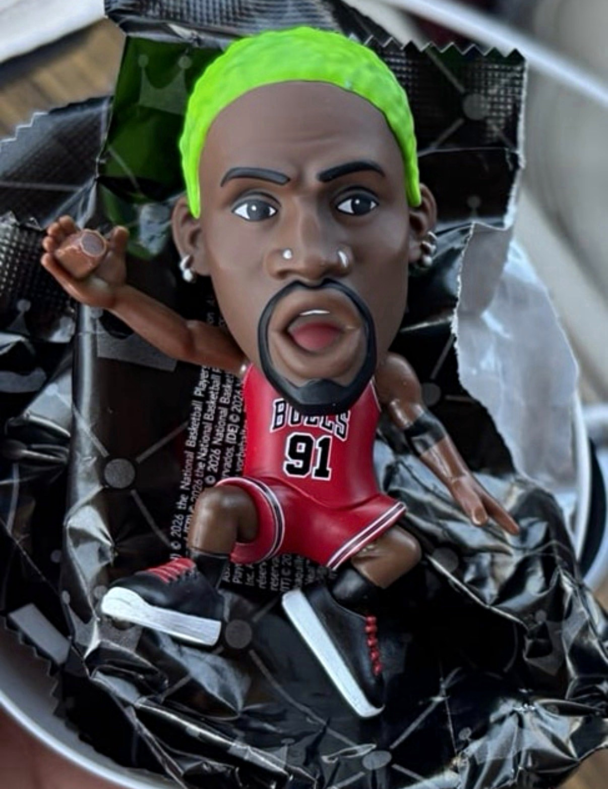 NBA ballers #91 Basketball Player Figure w/ Green Hair, Plastic Rodman series 90