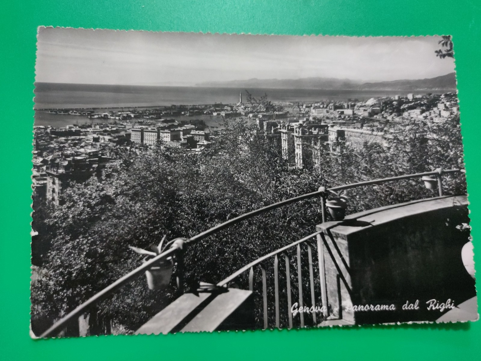 GENOA PANORAMA FROM THE STRIPES - BLACK AND WHITE POSTCARD - VINTAGE COLLECTION