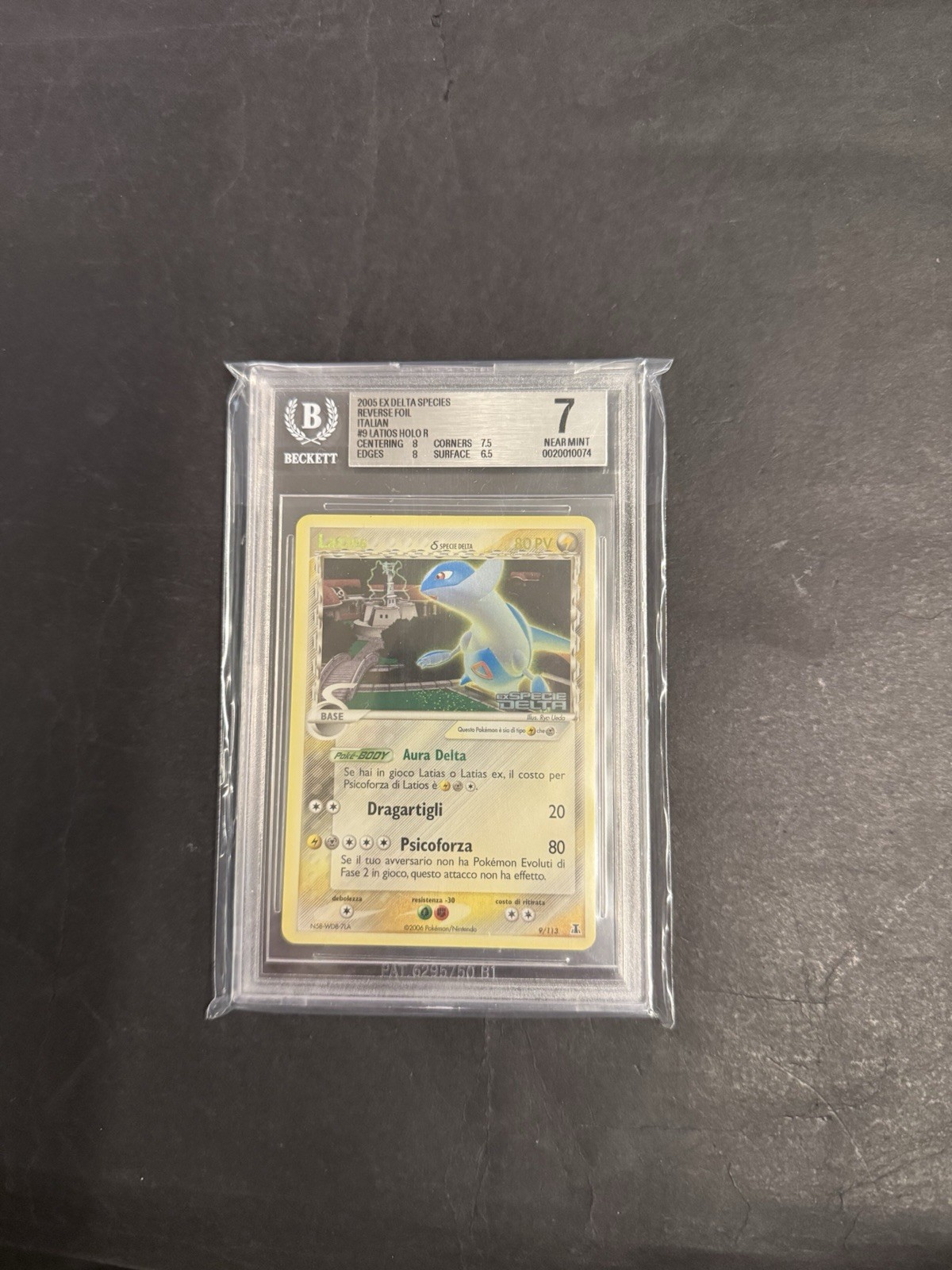 Pokemon 2005 Latios #9 EX Delta Species Reverse Foil Italian Stamped BGS 7