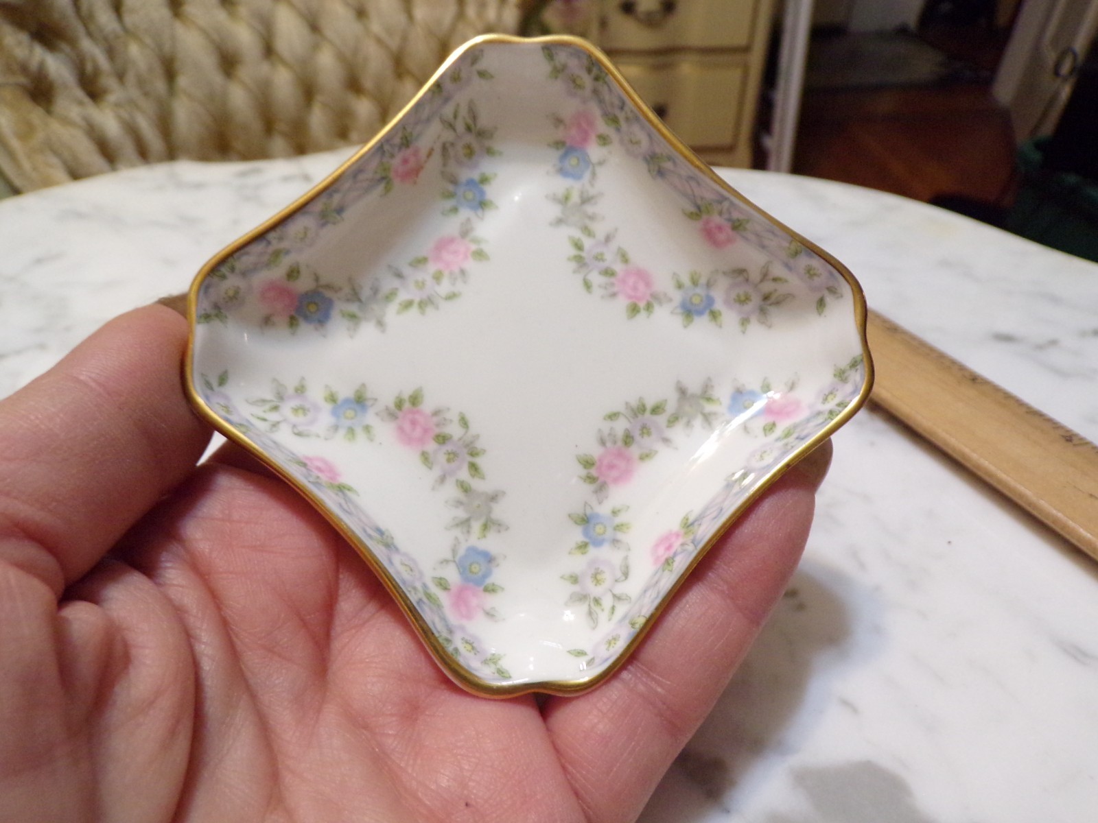 VTG Trinket Dish Coalport Trellis Rose