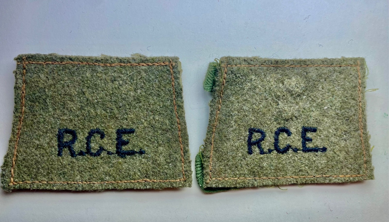 WW2 Royal Canadian Canadian Engineers Worsted Wool Slip-on Titles pair
