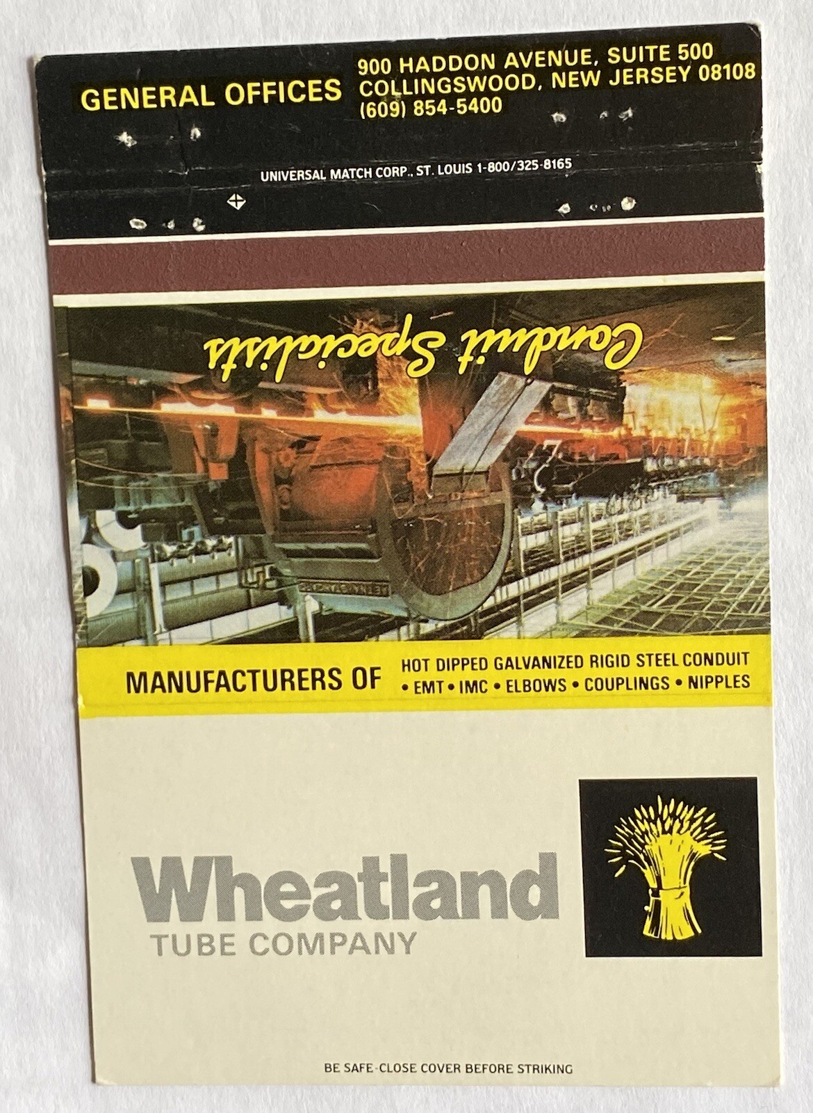 Matchbook Cover Wheatland Tube Co Matchbook Cover Wheatland Tube Co