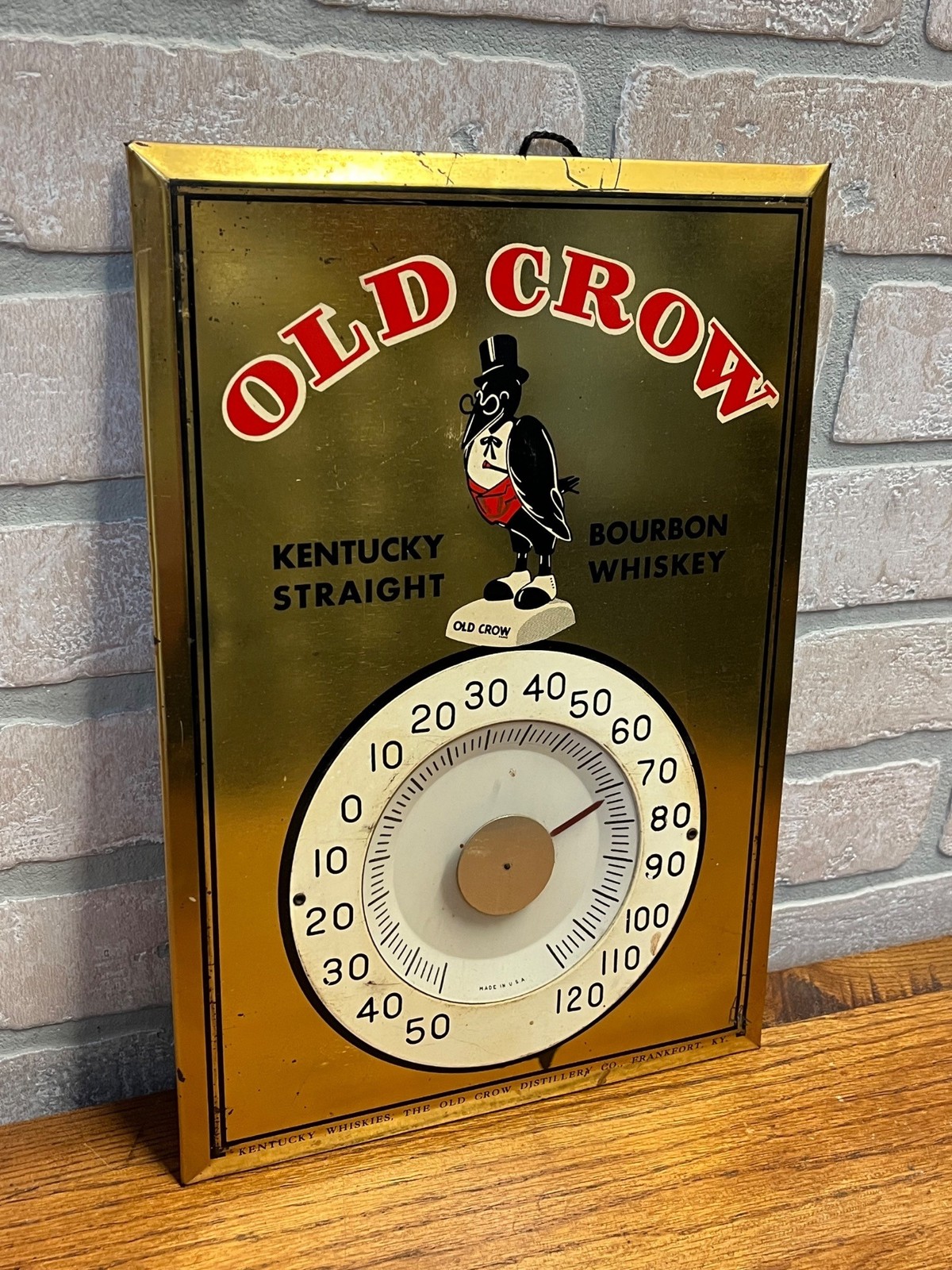 Vintage Original Old Crow Kentucky Whiskey Tin Thermometer Sign 13 Vintage Original Old Crow Kentucky Whiskey Tin Thermometer Sign 13