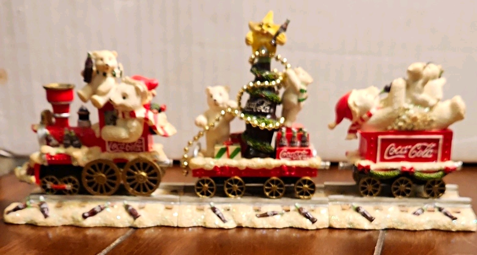 Coca Cola Polar Bear Express Train Set 1 Bradford Editions Christmas Decor 2003