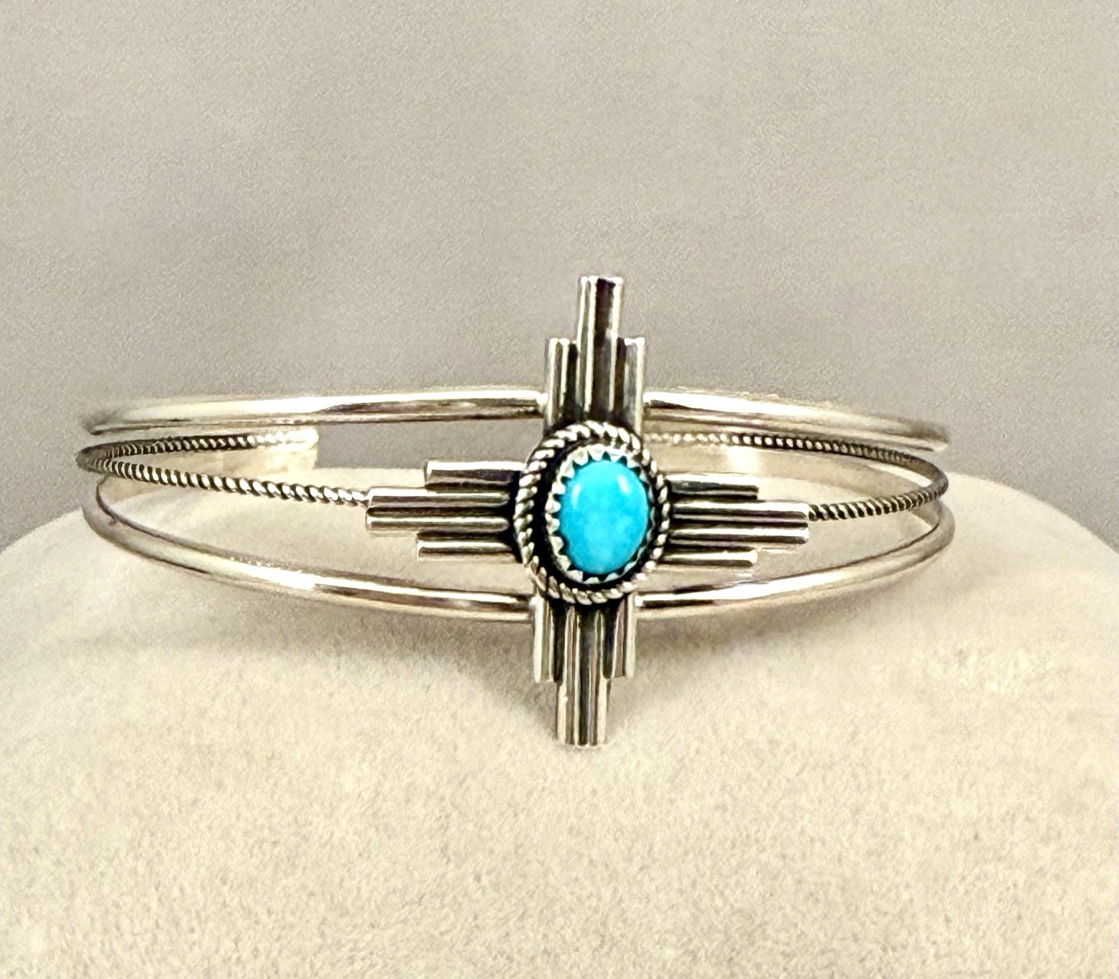 Navajo Zia Design Turquoise & Sterling Silver Cuff Bracelet Navajo Zia Design Turquoise & Sterling Silver Cuff Bracelet