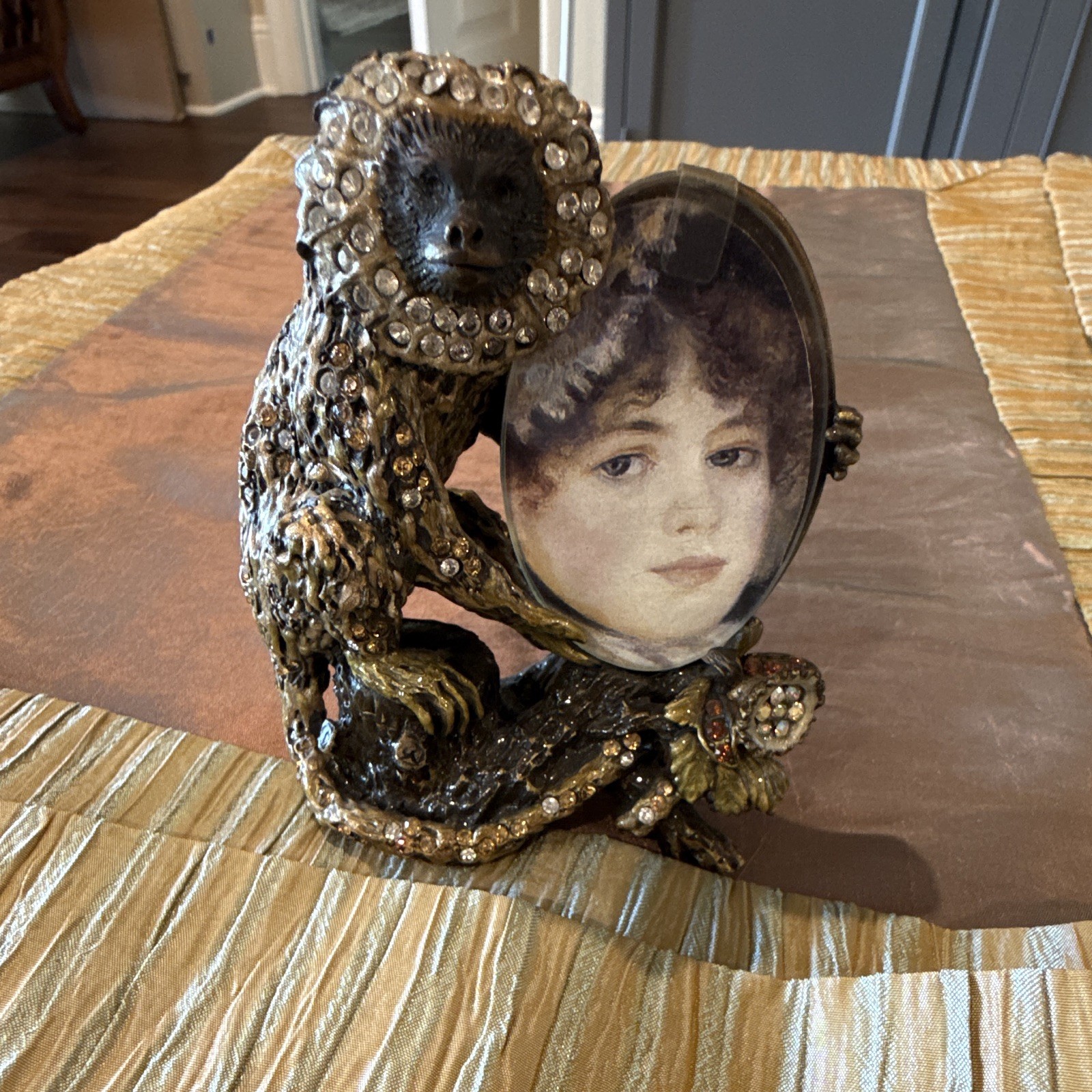 Vintage Jay Strongwater jeweled monkey picture frame. Vintage Jay Strongwater jeweled monkey picture frame.