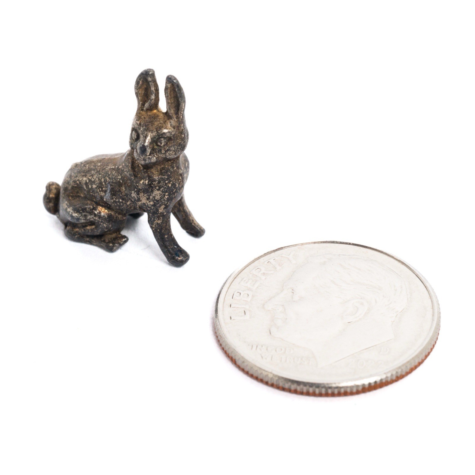 Antique Vintage Metal Bunny Rabbit Charm, Collectible Cracker Jack Prize Toy Antique Vintage Metal Bunny Rabbit Charm, Collectible Cracker Jack Prize Toy