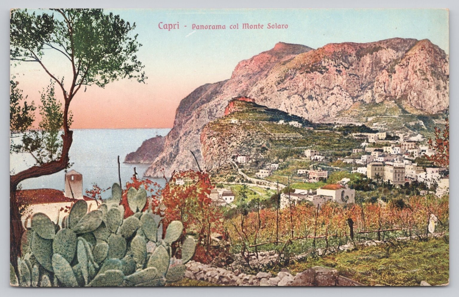 Vintage CAPRI Italy Panorama Monte Solaro Old Postcard Brunner Como Scenic View Vintage CAPRI Italy Panorama Monte Solaro Old Postcard Brunner Como Scenic View