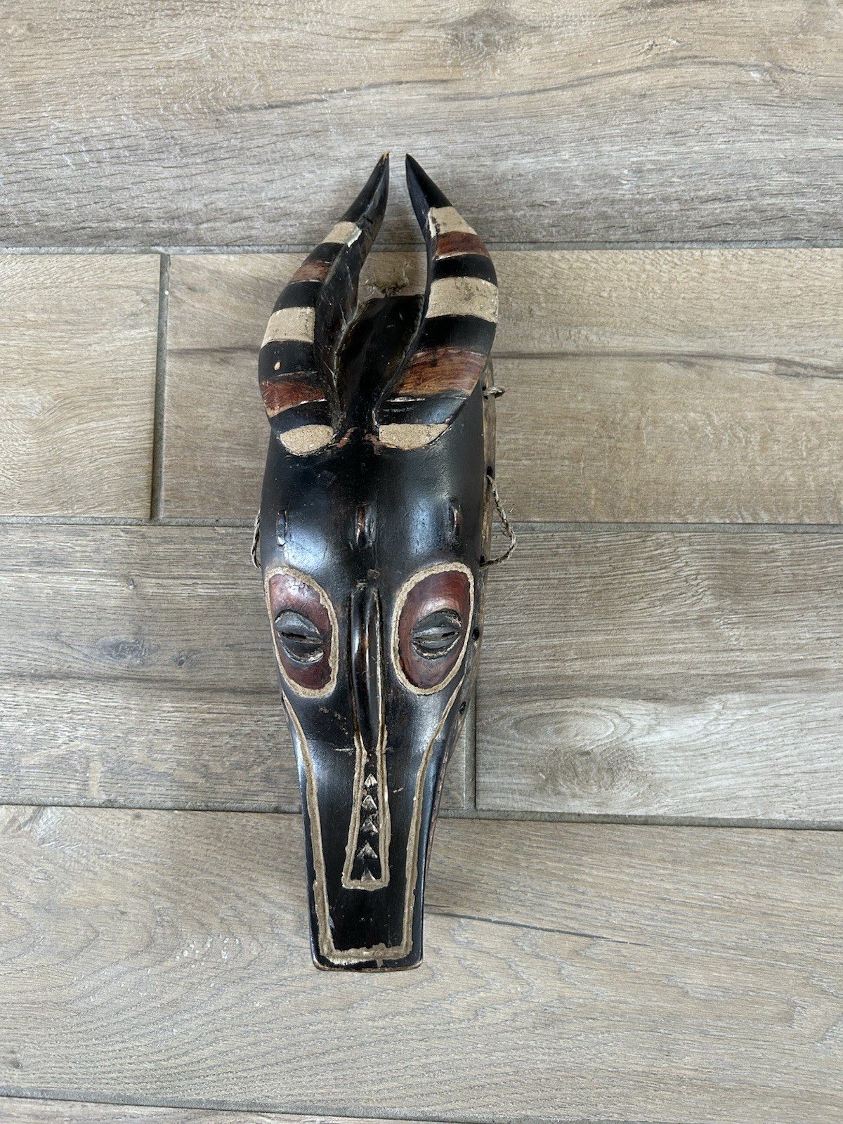 Authentic Vntg Carved Wooden Guro Zelme Antelope Tribal Mask Core d’Ivoire 17”