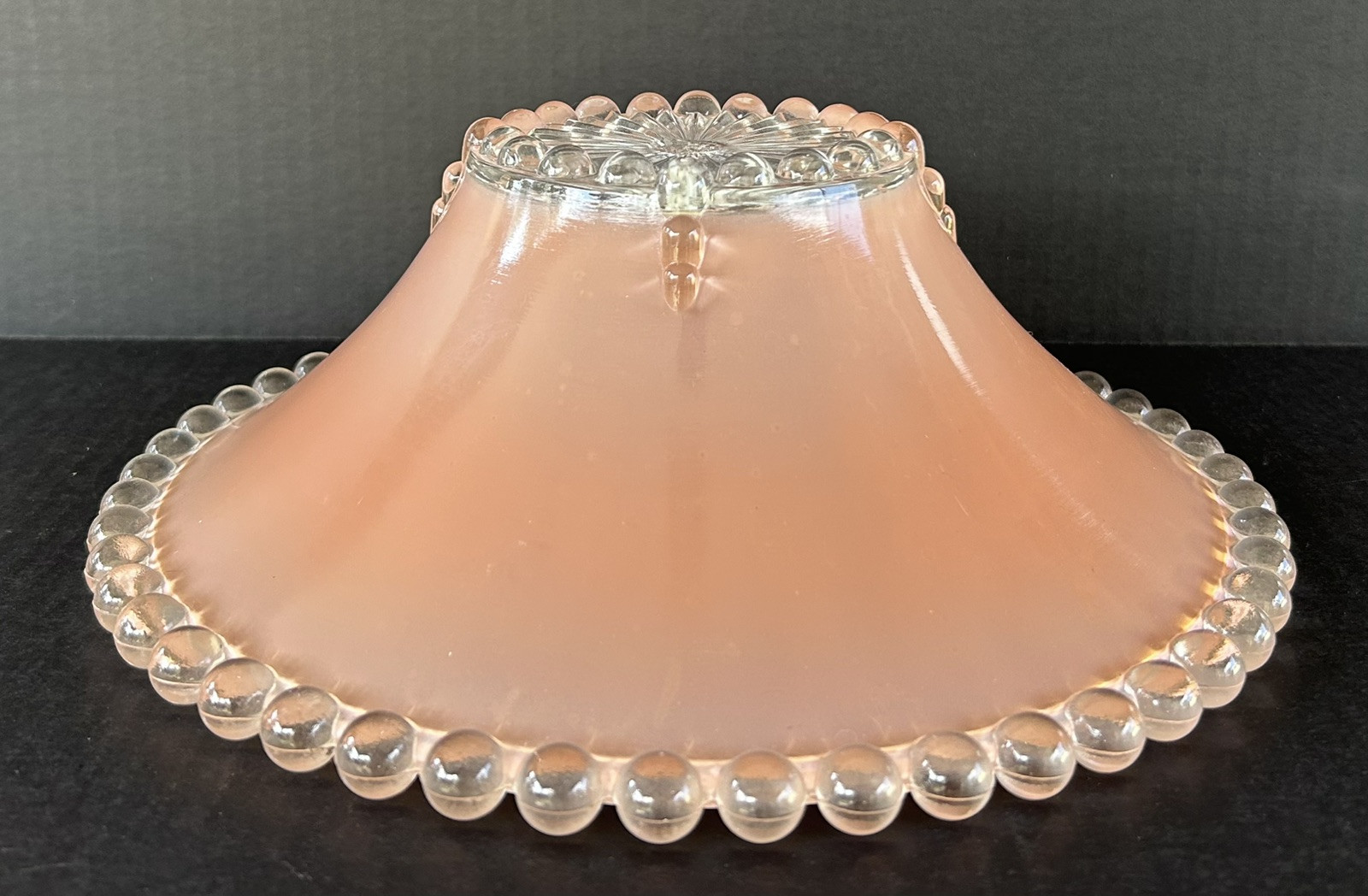 Imperial Glass Candlewick Antique Flush Mount Lamp Shade Pink Clear Art Deco