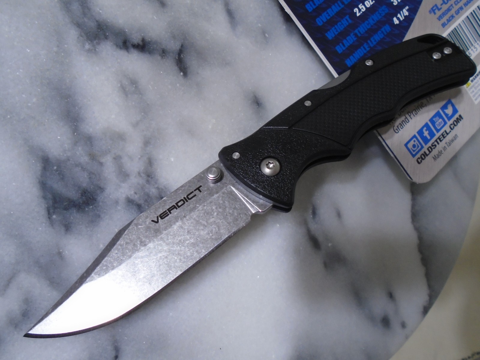Cold Steel Verdict Clip Point Pocket Knife TRI-AD Lock 4116 Steel Folder C3CPSSZ