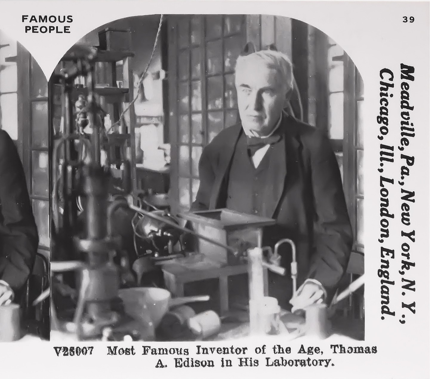 1909 Thomas Edison Most Famous Inventor of the Age Stereoview Card – PC199