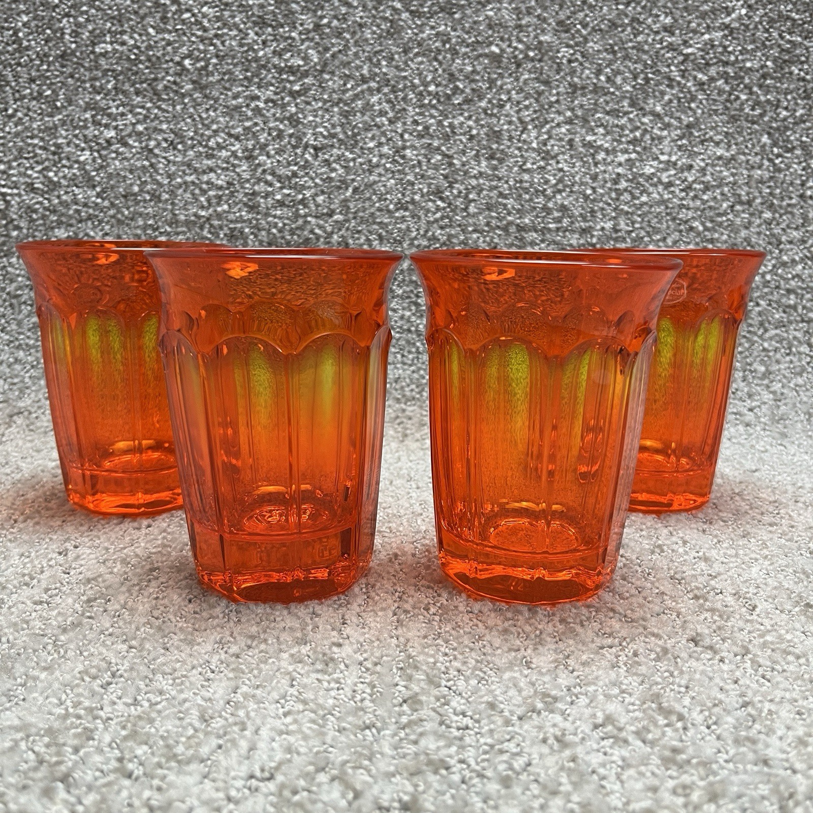 Vintage Noritake Provincial Orange Flat Tumblers Set of 4 Glasses RARE 4 5/8