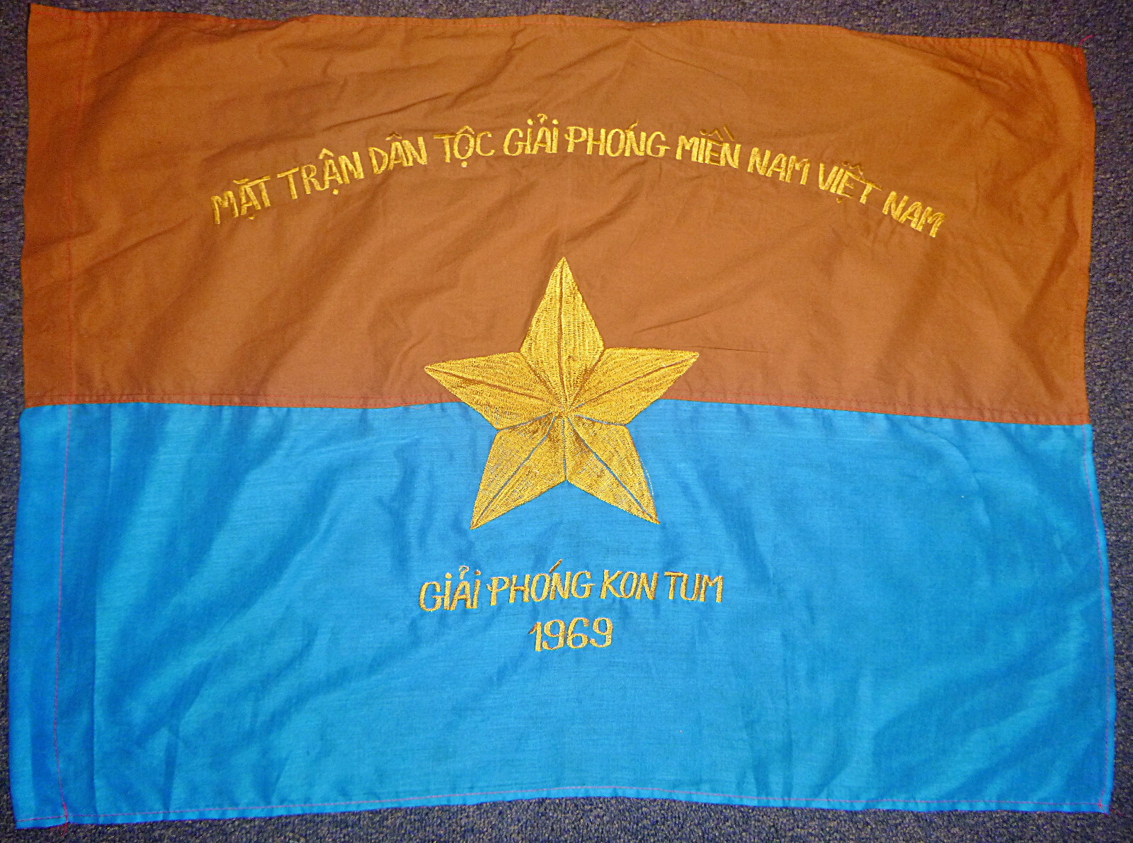 Kontum, Central Highlands - NLF - 1969 Viet Cong Flag - VC - Vietnam War - F.127 Kontum, Central Highlands - NLF - 1969 Viet Cong Flag - VC - Vietnam War - F.127