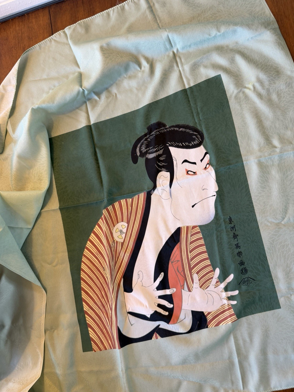 Vintage Japanese Sharaku Kabuki Actor Furoshiki Scarf Cloth Ukiyo-e