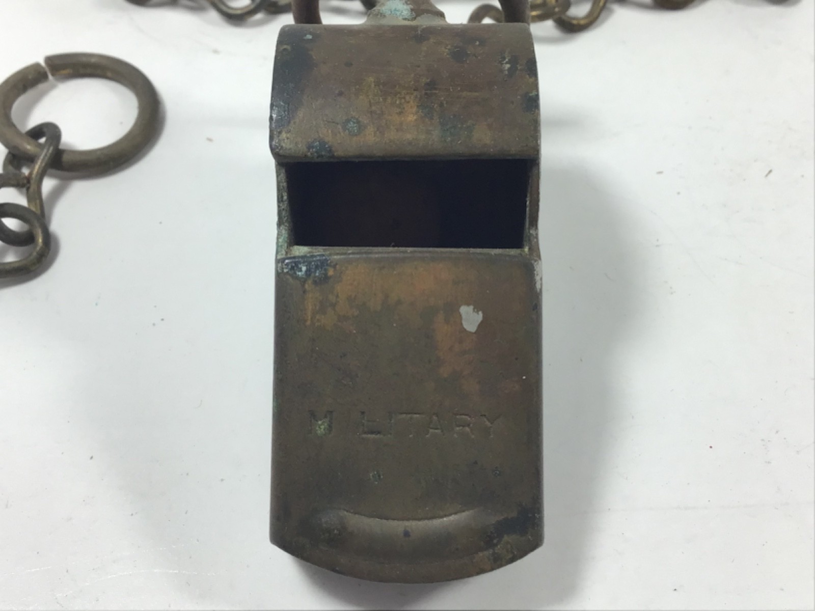 US Army Brass Military Whistle w/ Chain  W9