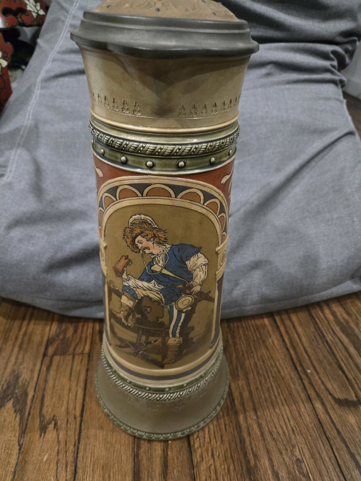 RARE Antique Mettlach 3 Liter Stein of Cavalier