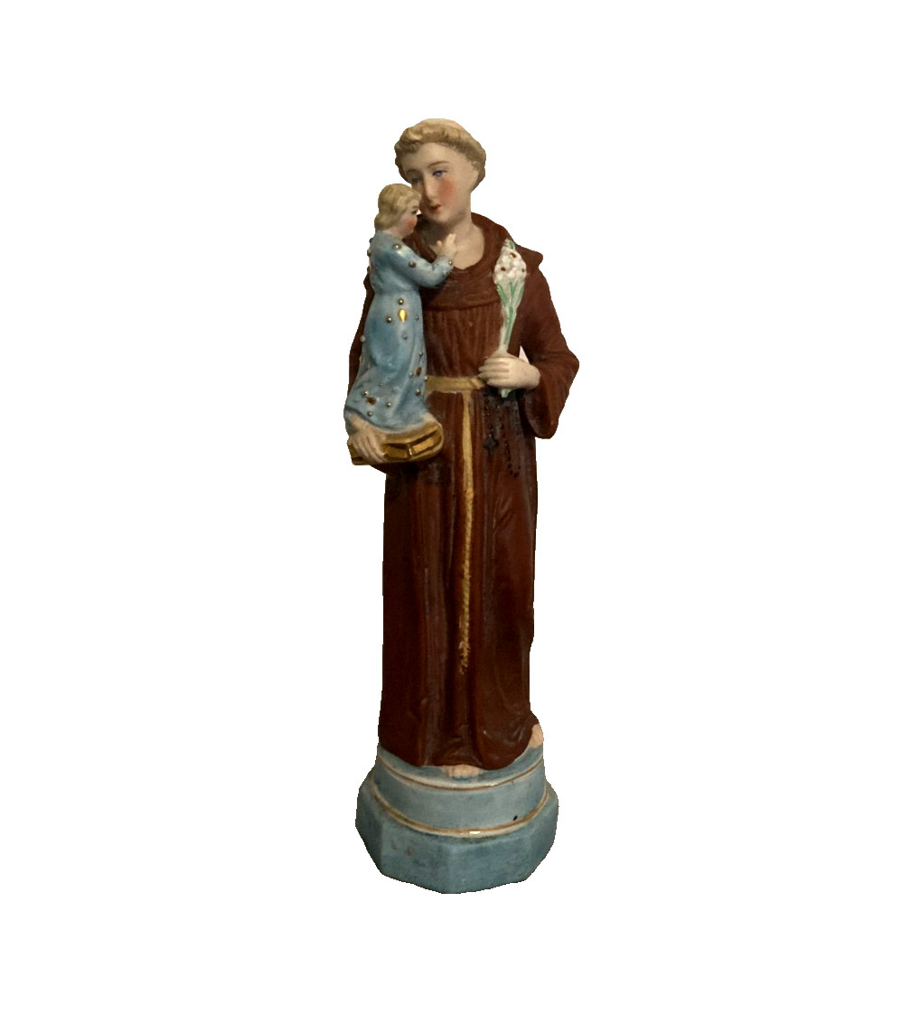 Vintage St Anthony Padua and Child Jesus Hand Painted Ceramic 8.5\