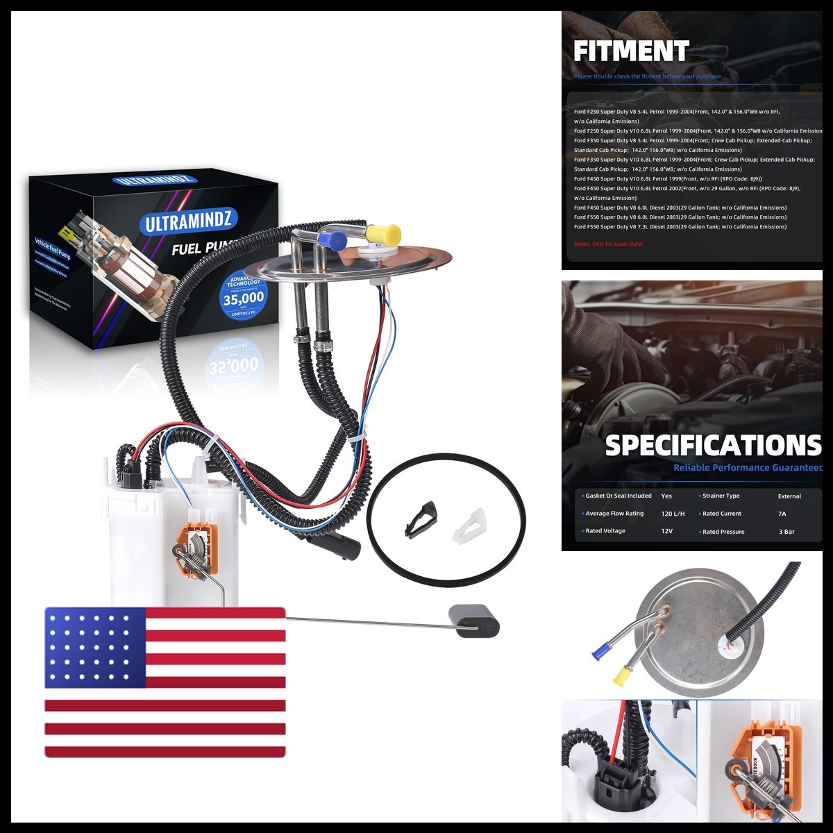 Ultramindz Fuel Pump Ford F-250 F-350 Super Duty 5.4L 6.8L 1999-2004 Gasoline