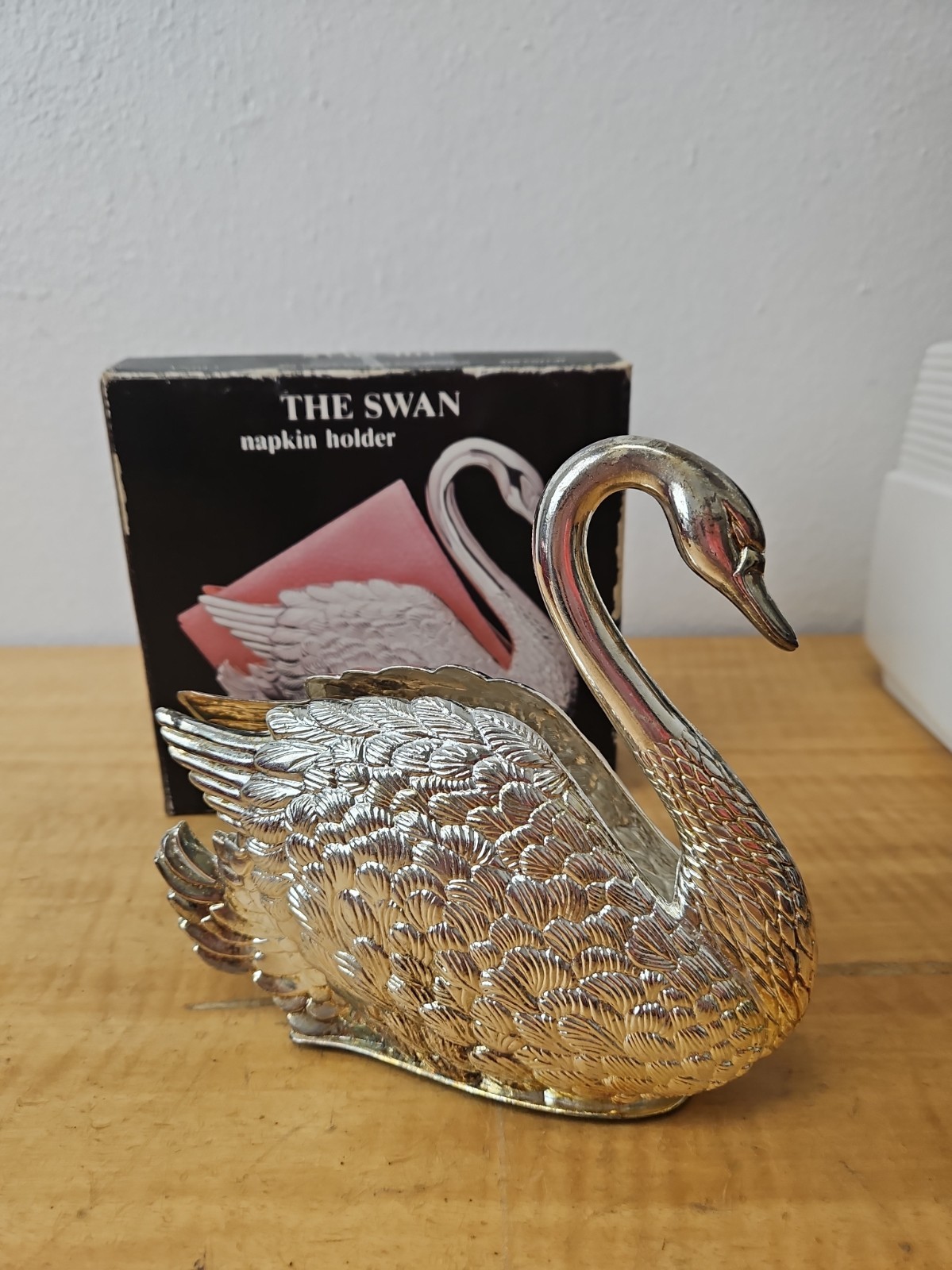 The Swan Napkin Holder Goldinger #1703 GYE 1988 Silverplate in box 6\
