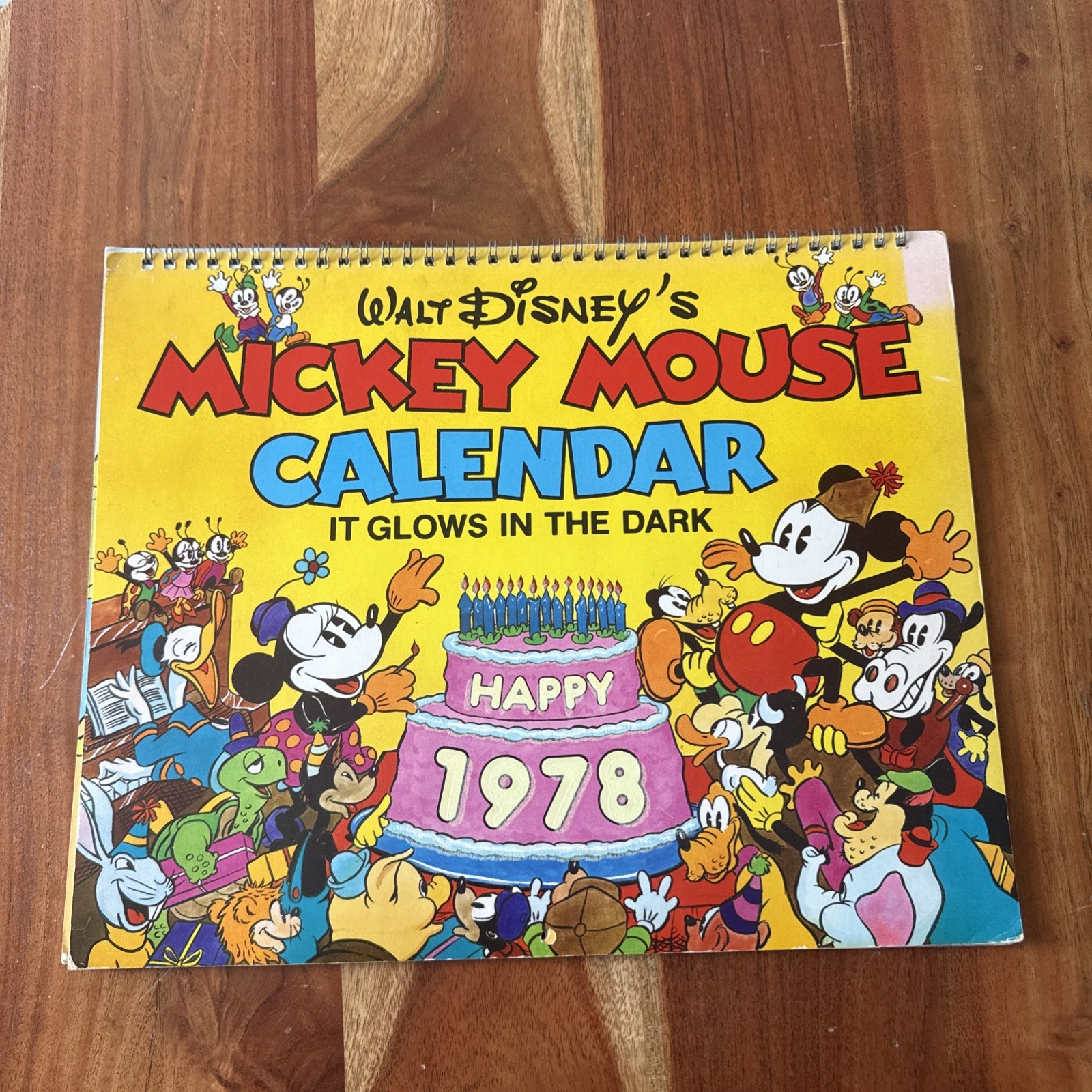 1978 Walt Disney Mickey Mouse Calendar Glow in the Dark Vintage