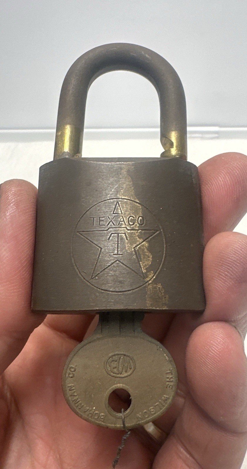Vintage WB Texaco Star Brass Lock With Original Key Wilson Bohannan