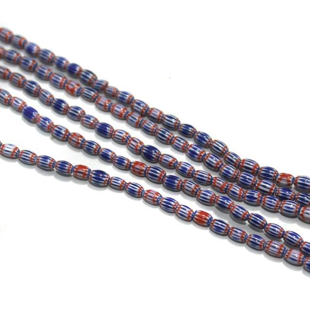 Chevron Glass Bead Oval Antique Vintage Jewelry Craft Embroidery 2 String 4mm