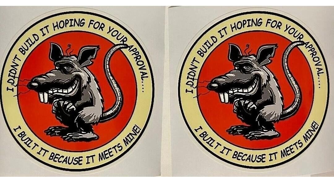 2-PACK RAT ROD RAT FINK HOT ROD BIKER MOTORCYCLES  GUNS STICKER 4 in.