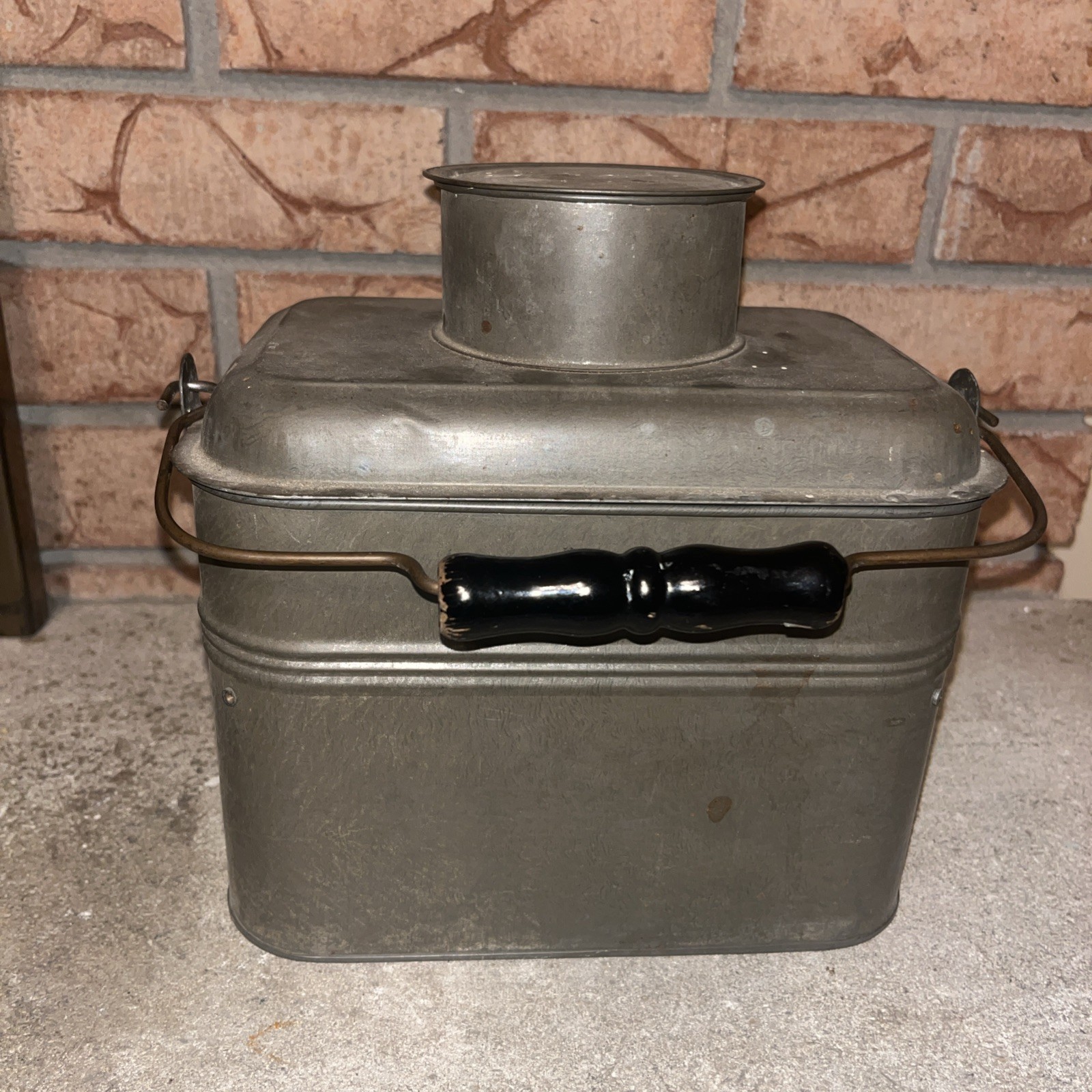 Antique Vintage Tin Metal Coal Miner Construction Railroad Pail Lunch Box