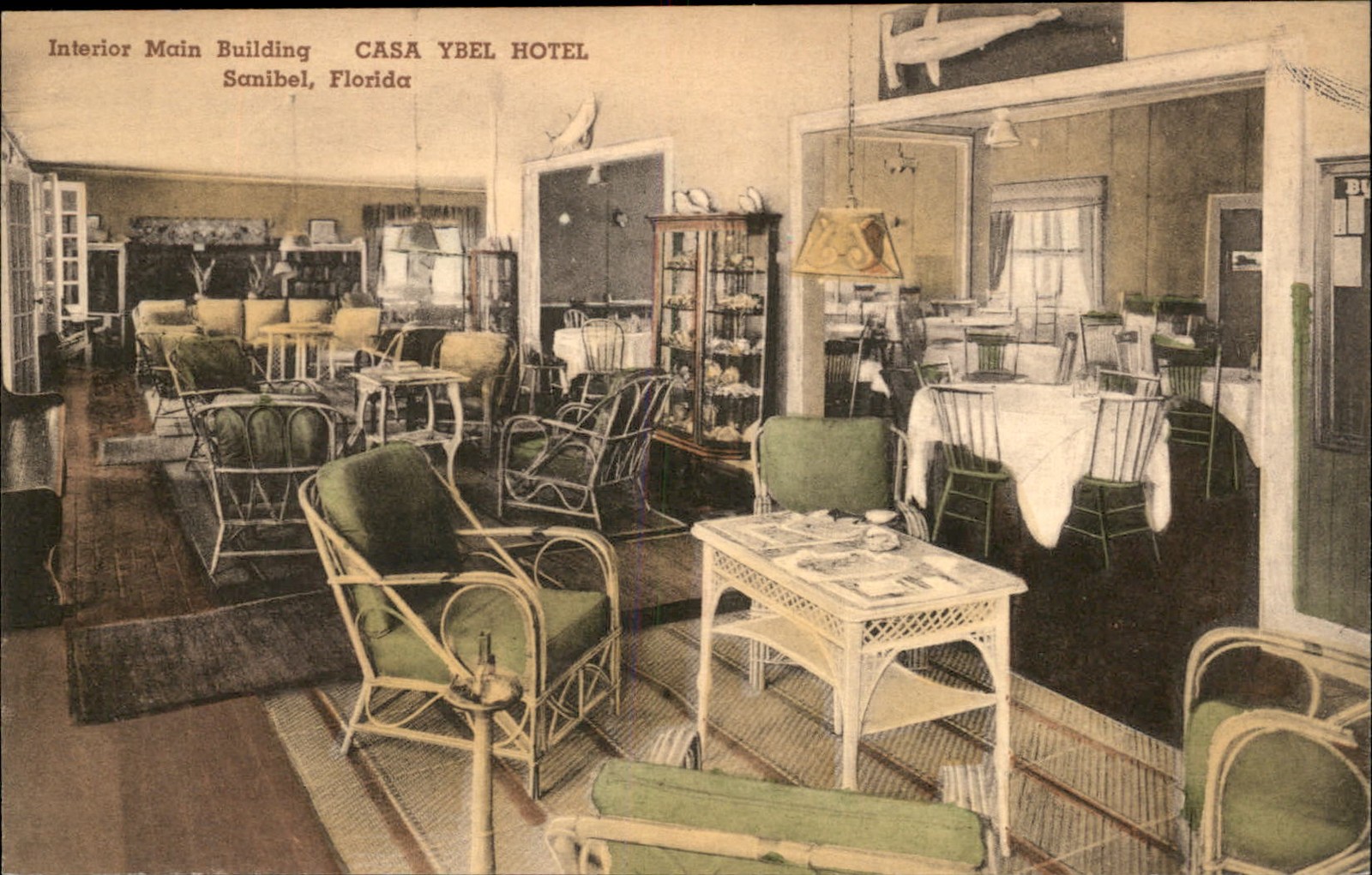 Sanibel FL Hotel Interior c1910s Vintage Postcard bhn Sanibel FL Hotel Interior c1910s Vintage Postcard bhn