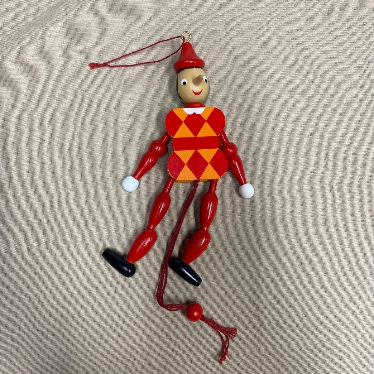 Vintage Wooden Pinocchio Pull String Christmas Ornament Jumping Puppet Toy Vintage Wooden Pinocchio Pull String Christmas Ornament Jumping Puppet Toy